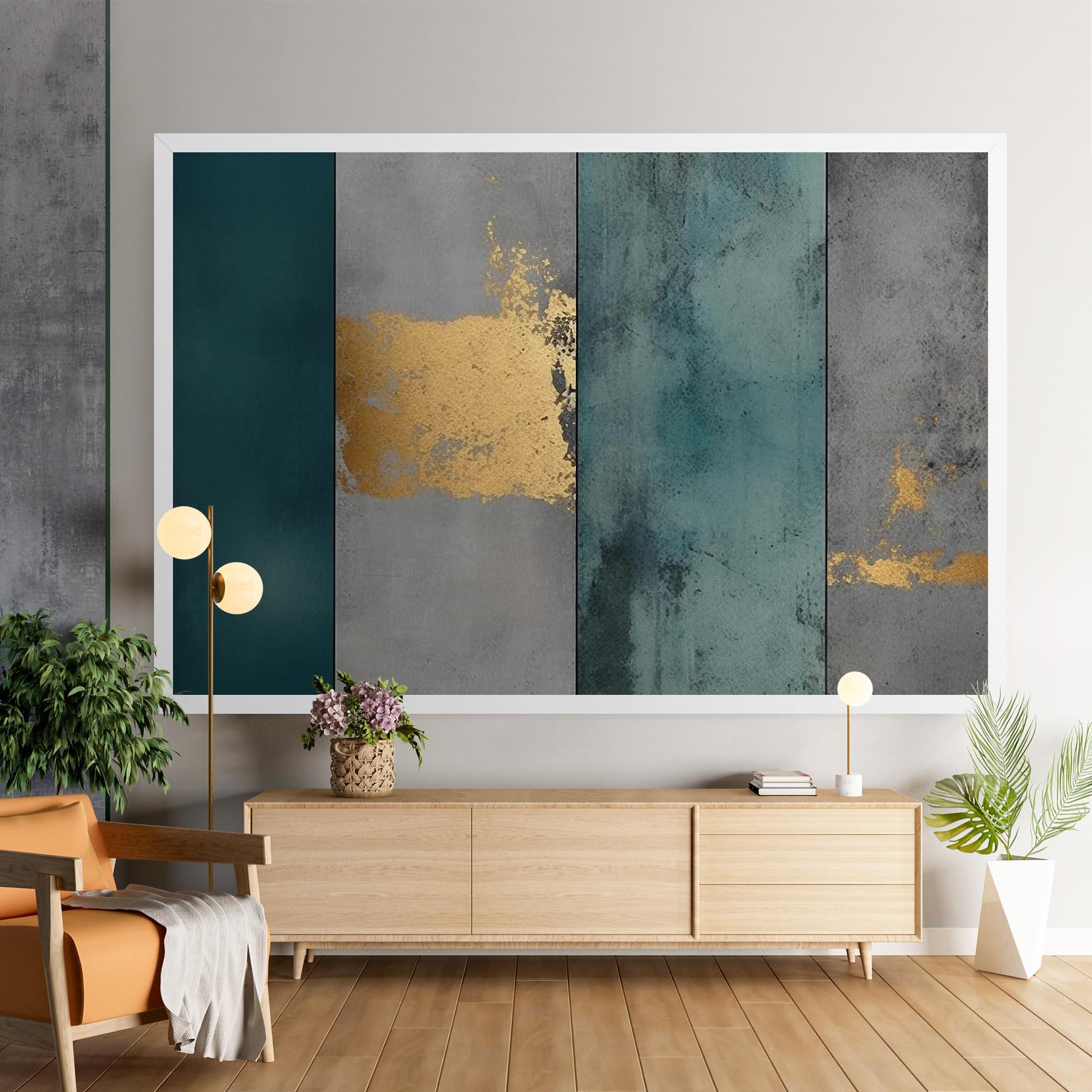 Leinwandbild Green Colors With Gold mockup 9