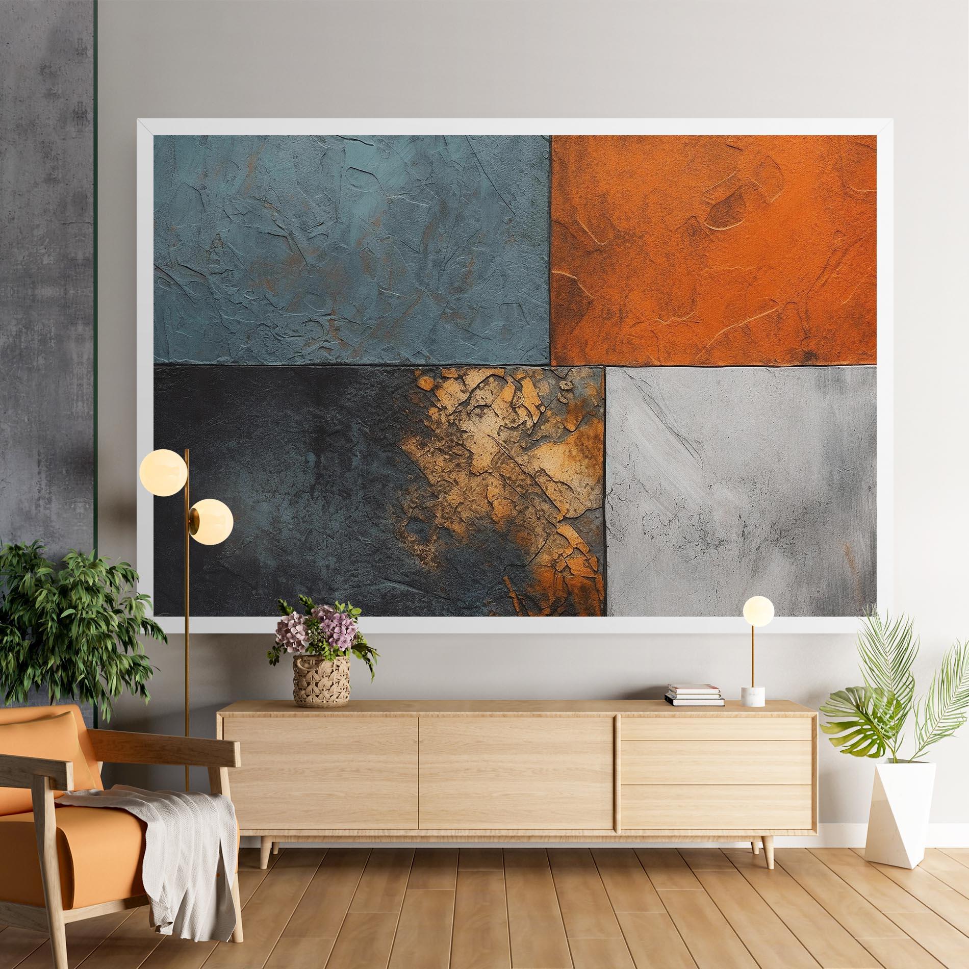 Leinwandbild White Square With Gold mockup 9