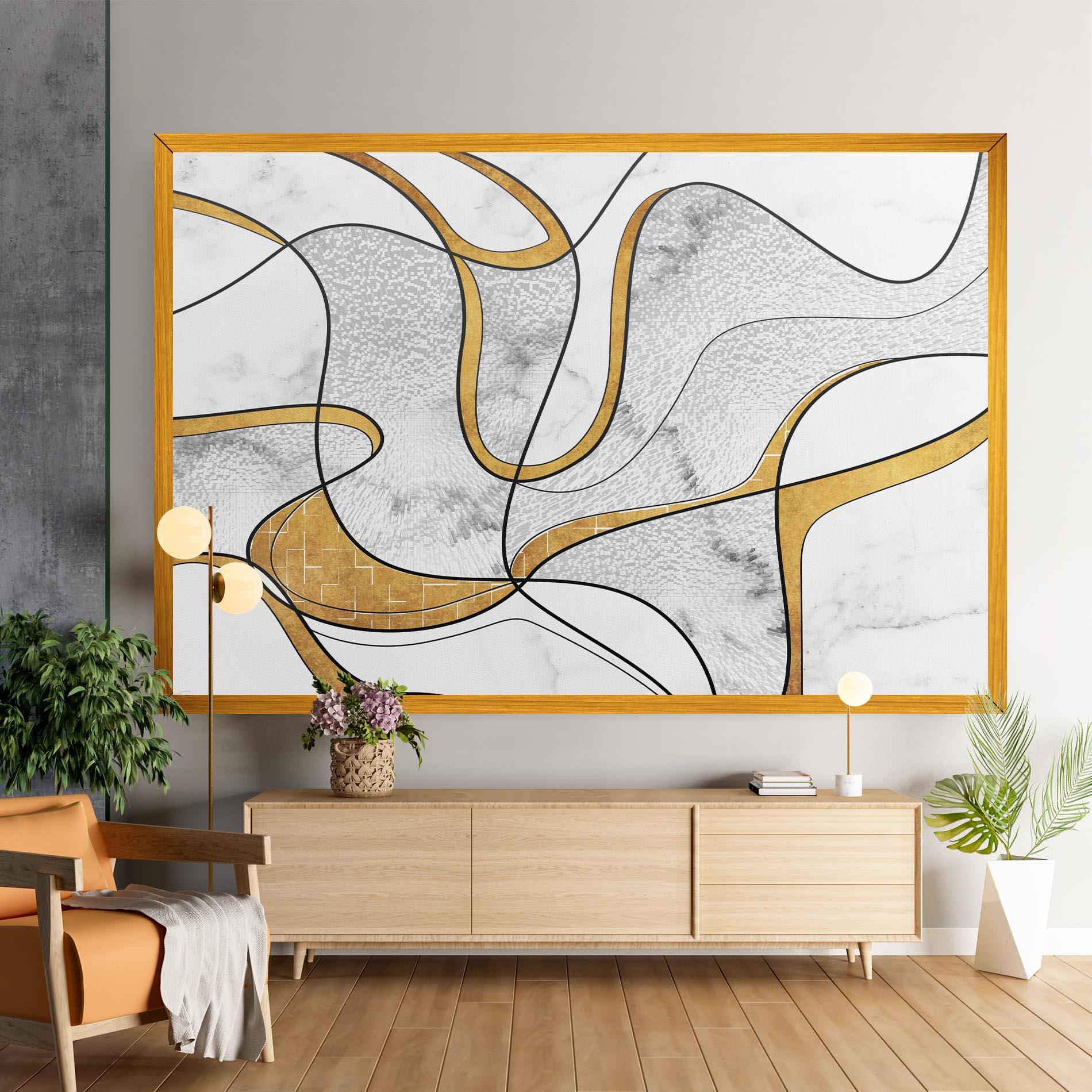 Leinwandbild Abstract Gold Lines mockup 9