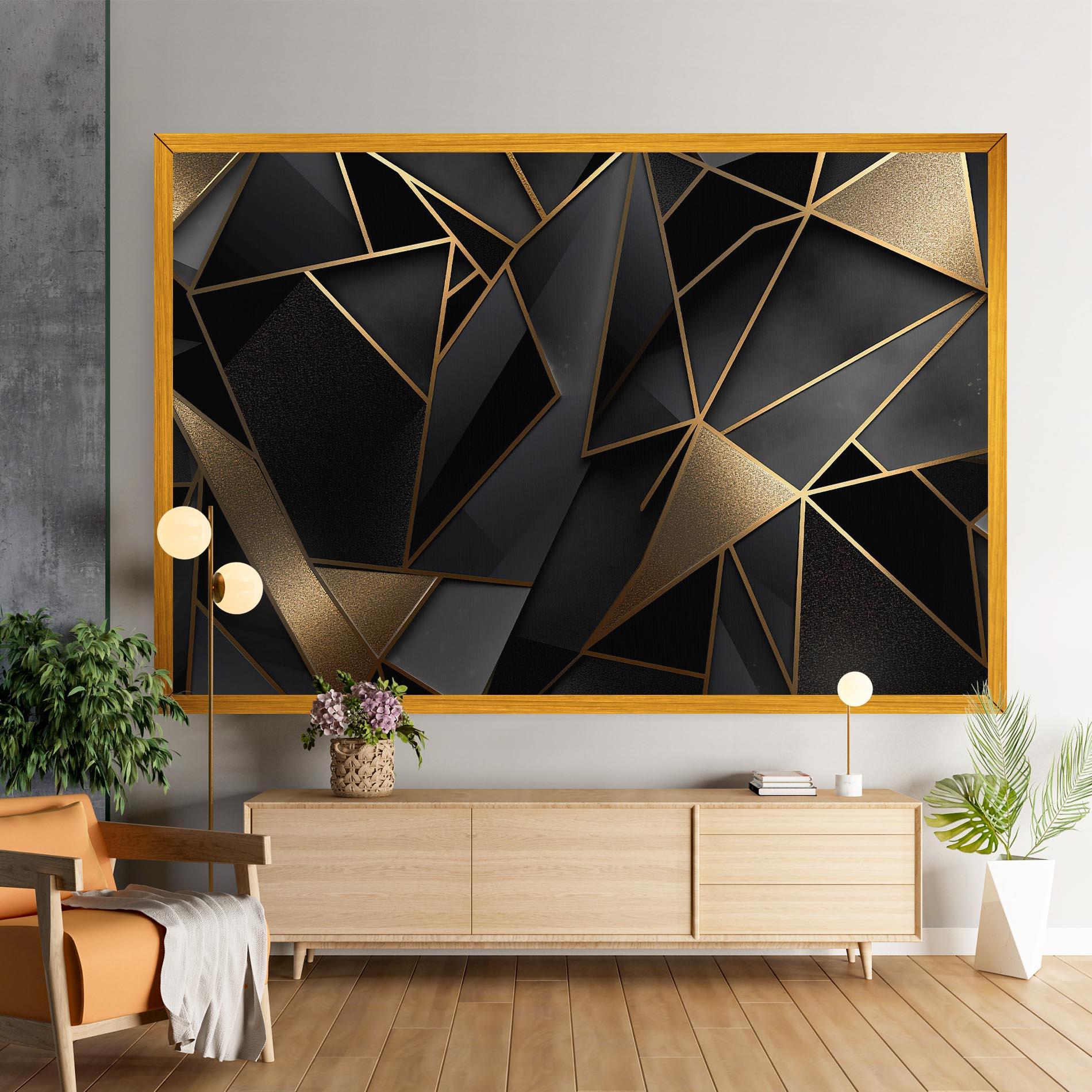 Leinwandbild Abstract Golden Art mockup 9