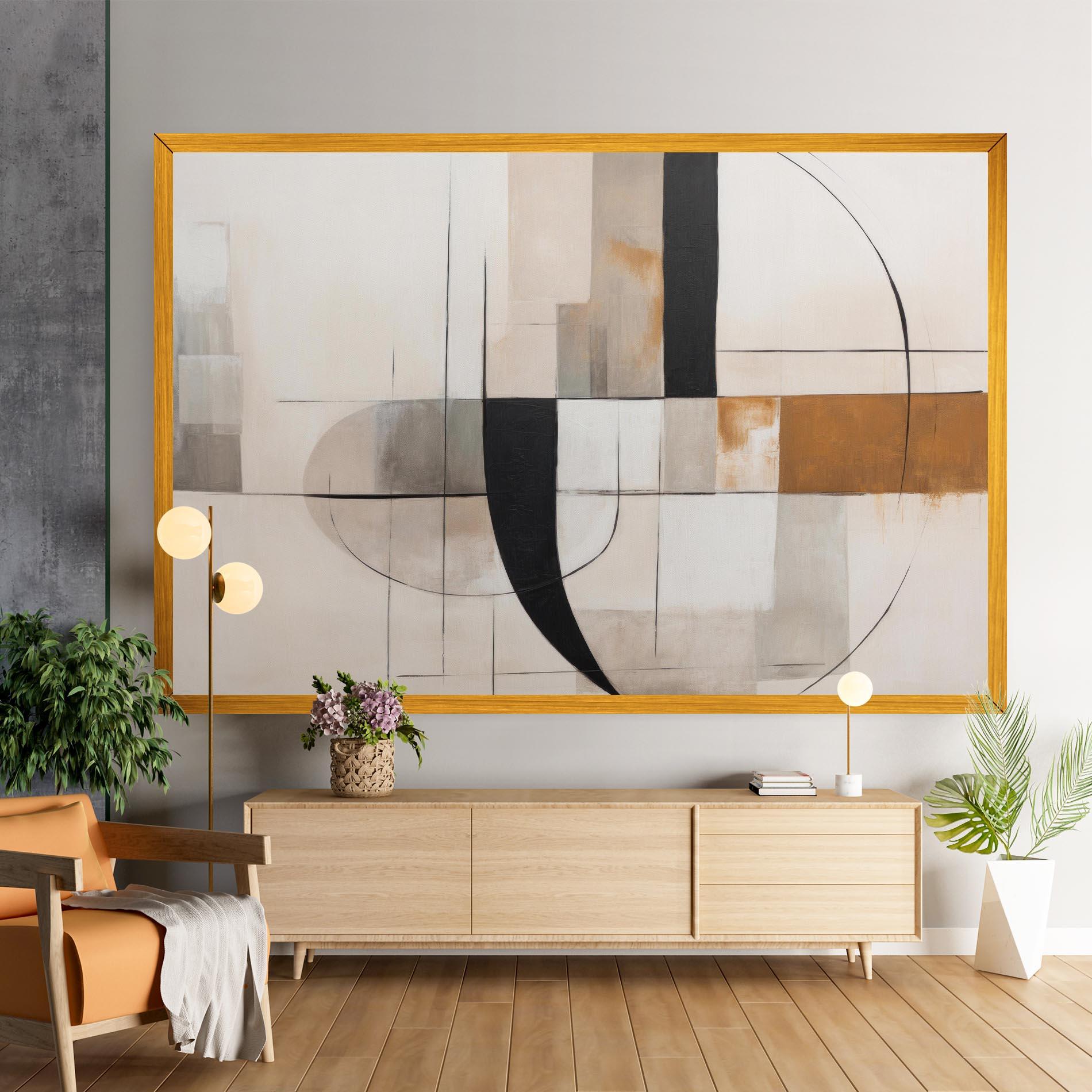 Leinwandbild Black Abstract Lines mockup 9