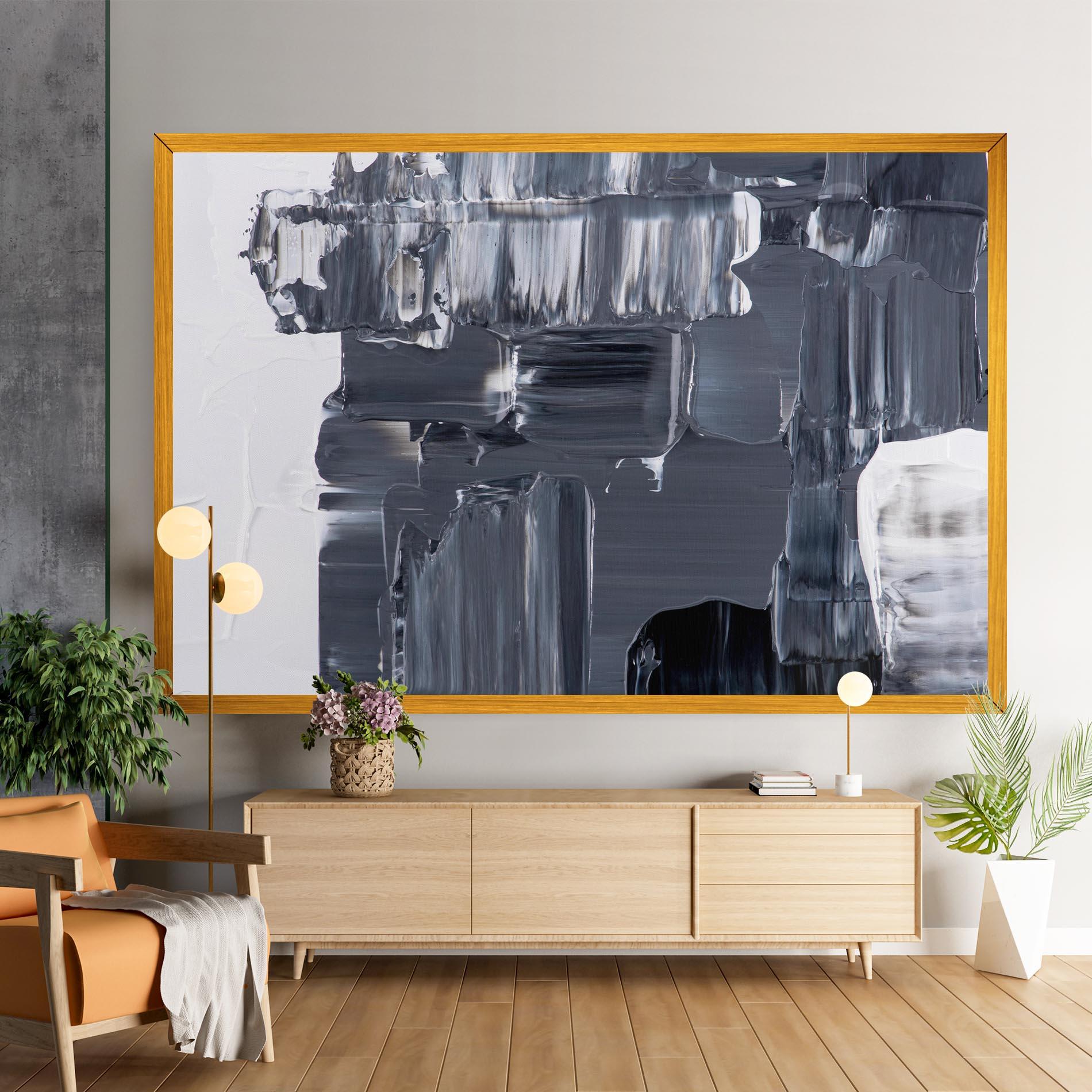 Leinwandbild Black Acrylic Painting mockup 9