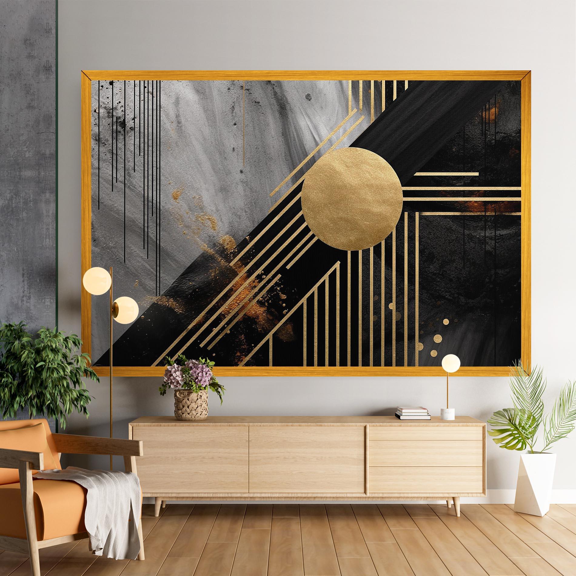 Leinwandbild Gold Circle With Lines mockup 9