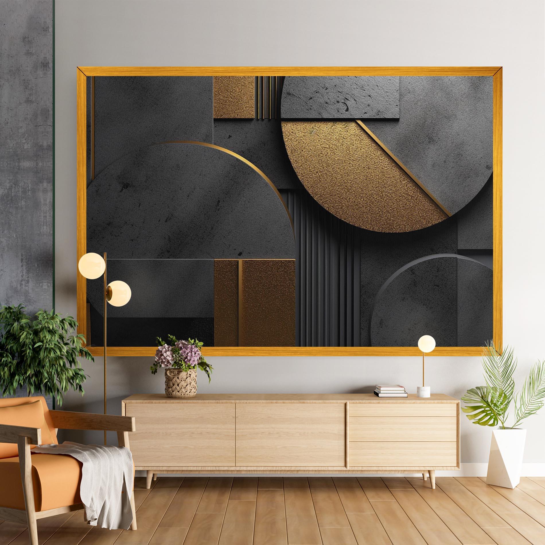 Leinwandbild Gold With Grey Circle mockup 9