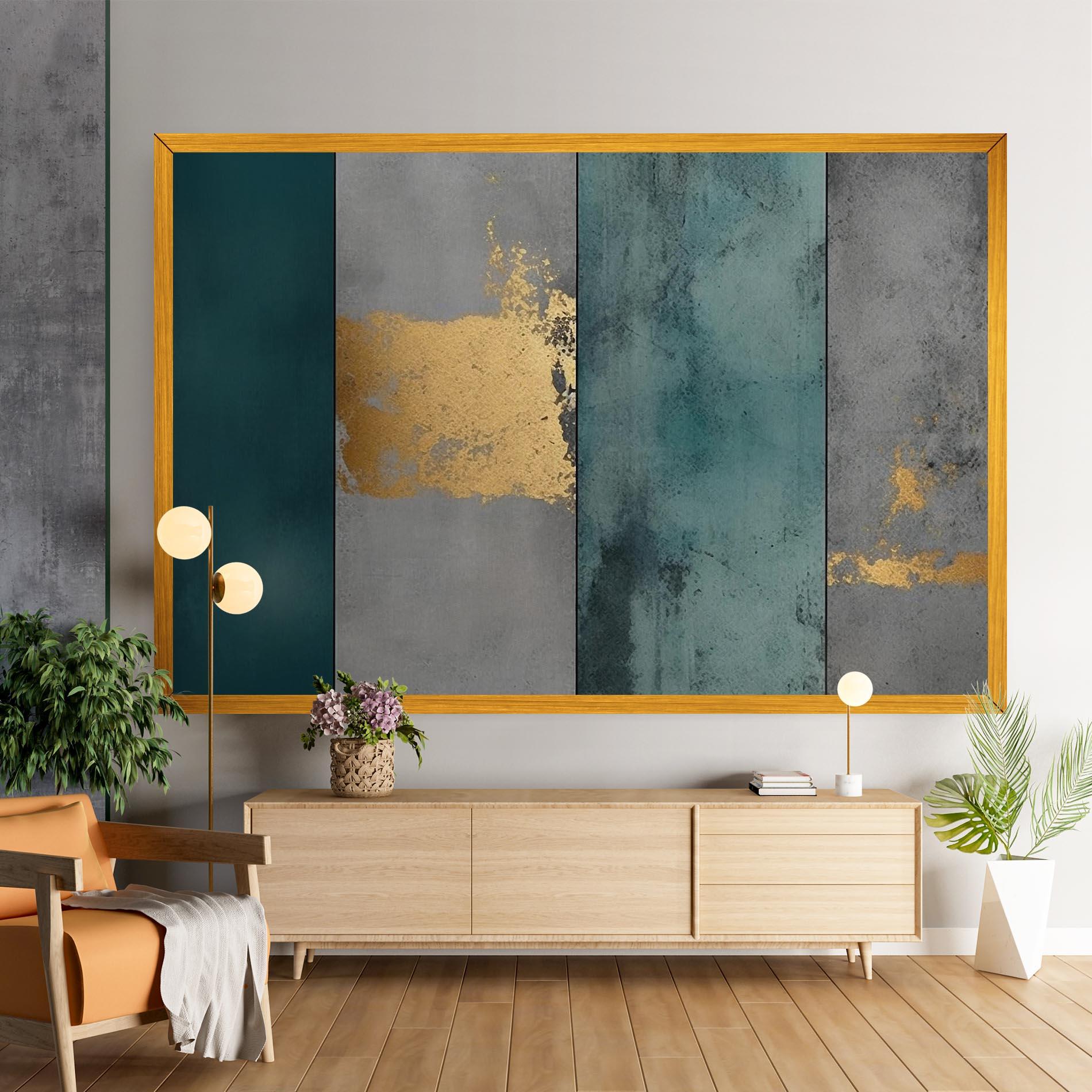 Leinwandbild Green Colors With Gold mockup 9