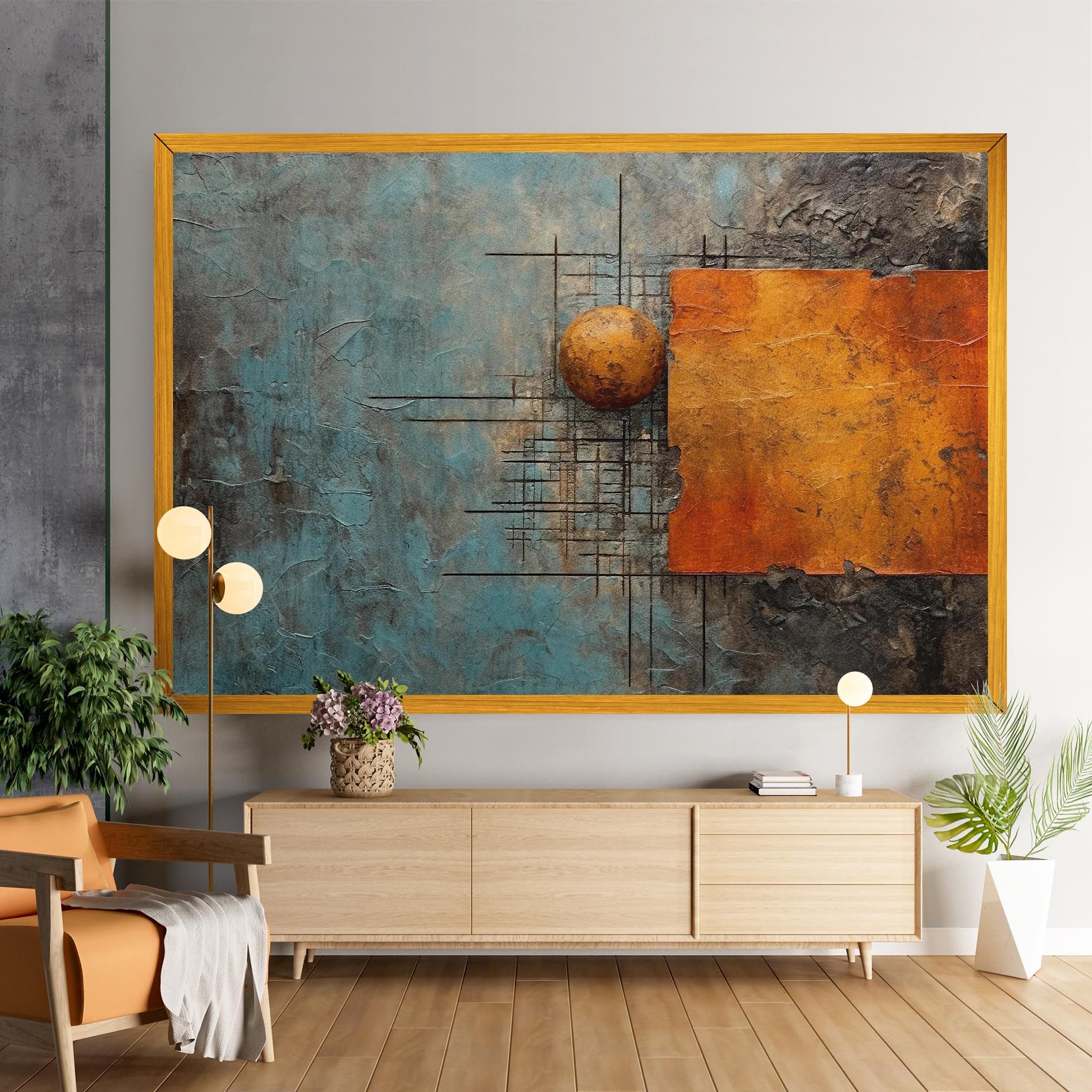 Orange Square Painting mockup 9