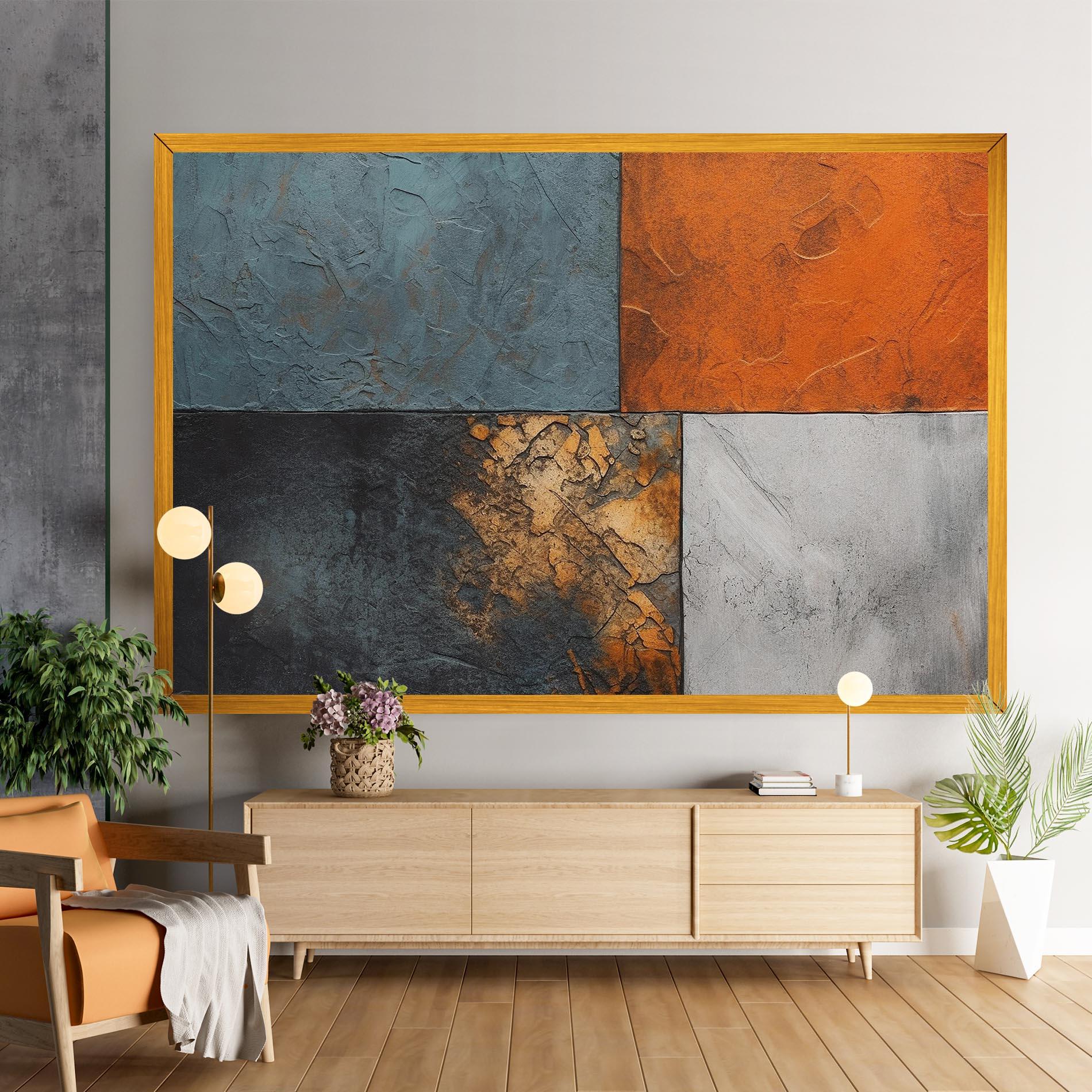 Leinwandbild White Square With Gold mockup 9