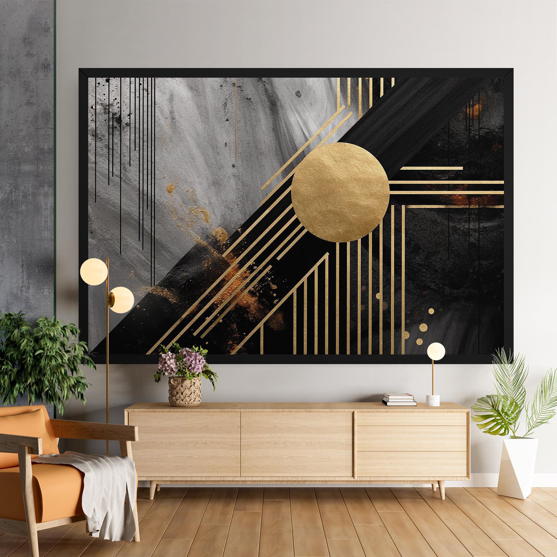 Leinwandbild Gold Circle With Lines mockup 9