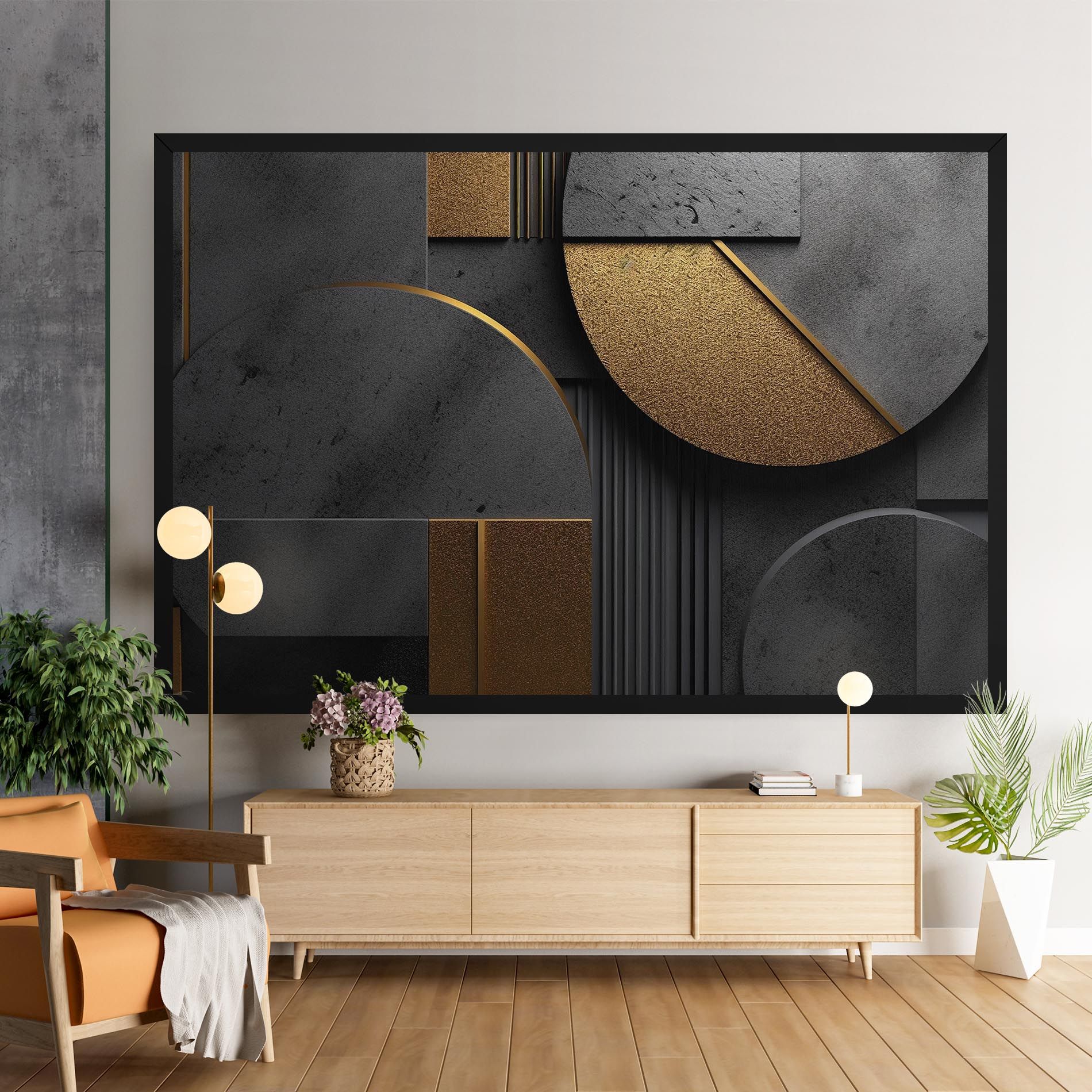 Gold With Grey Circle mockup 9