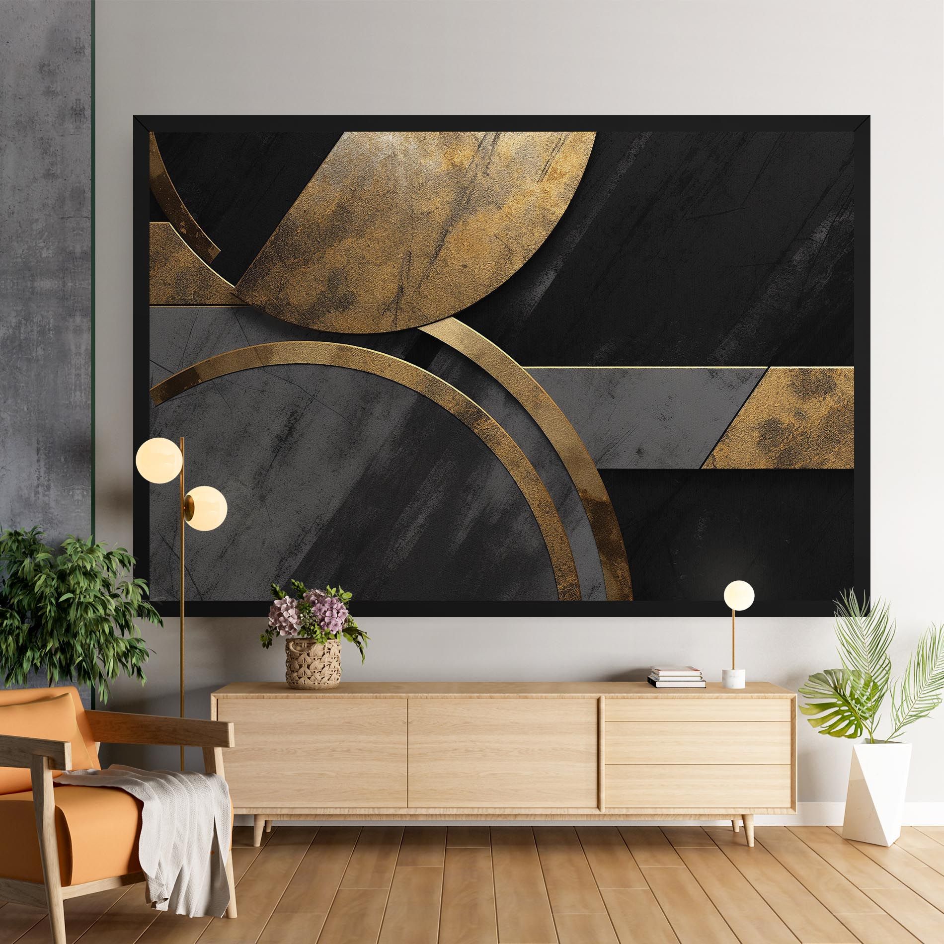 Grey With Gold Painting mockup 9