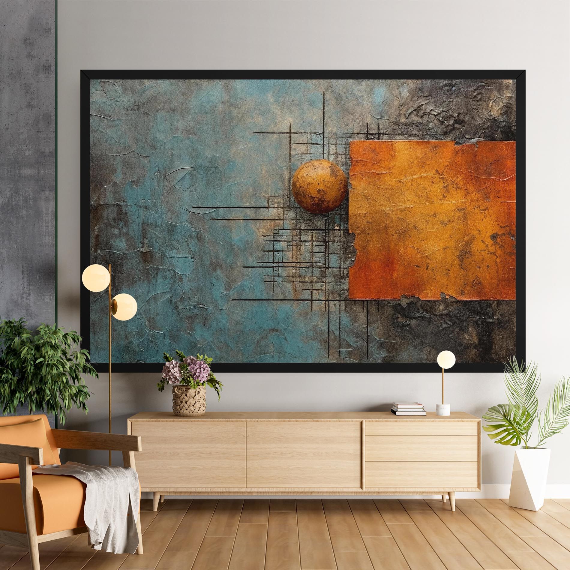 Orange Square Painting mockup 9