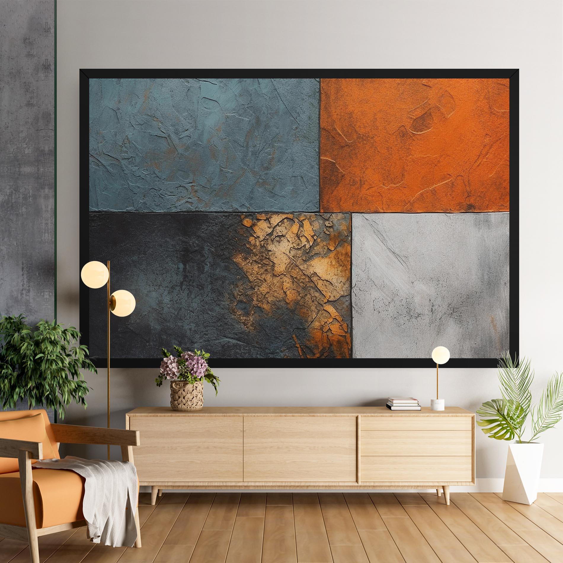 Leinwandbild White Square With Gold mockup 9