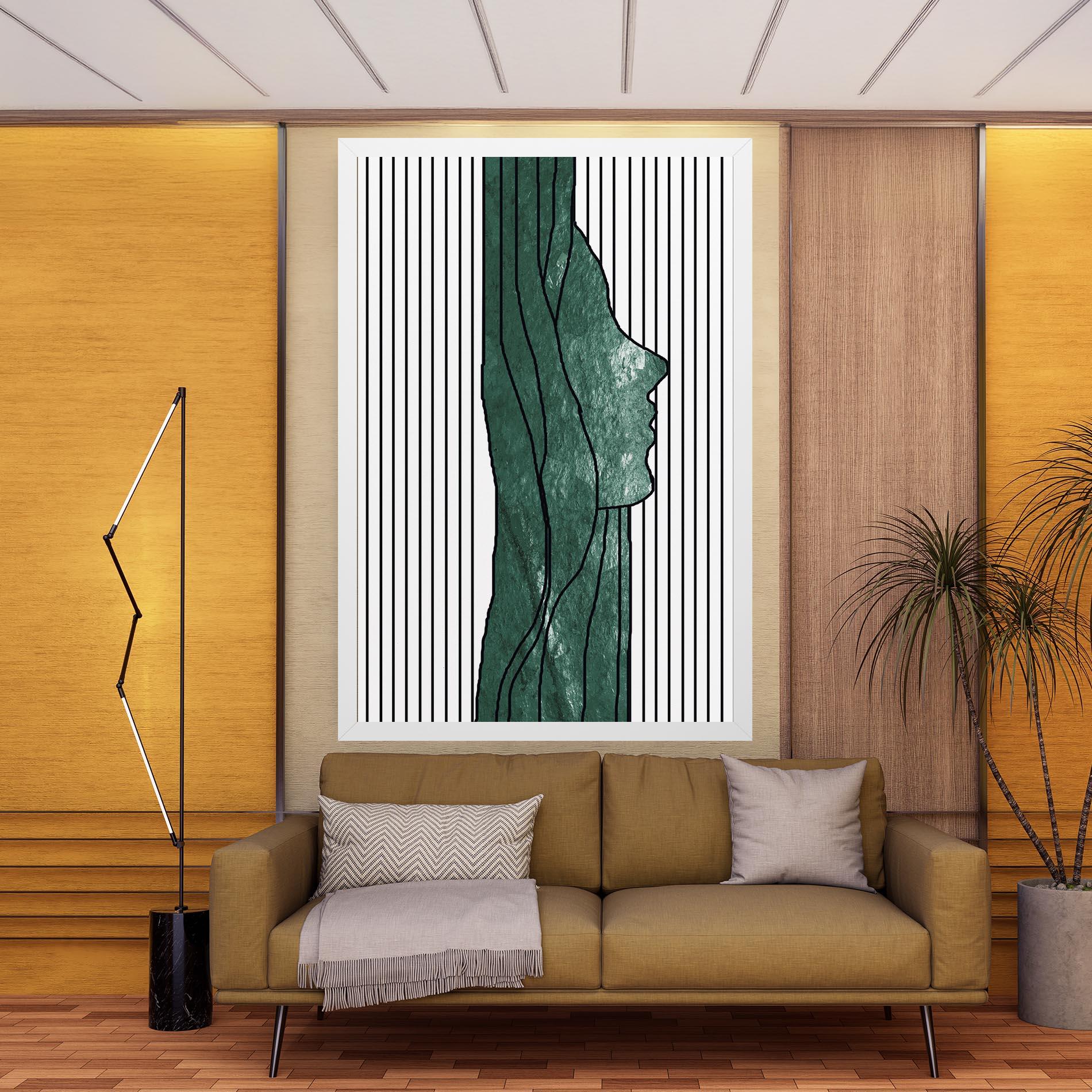 Leinwandbild Abstract Green Face mockup 9