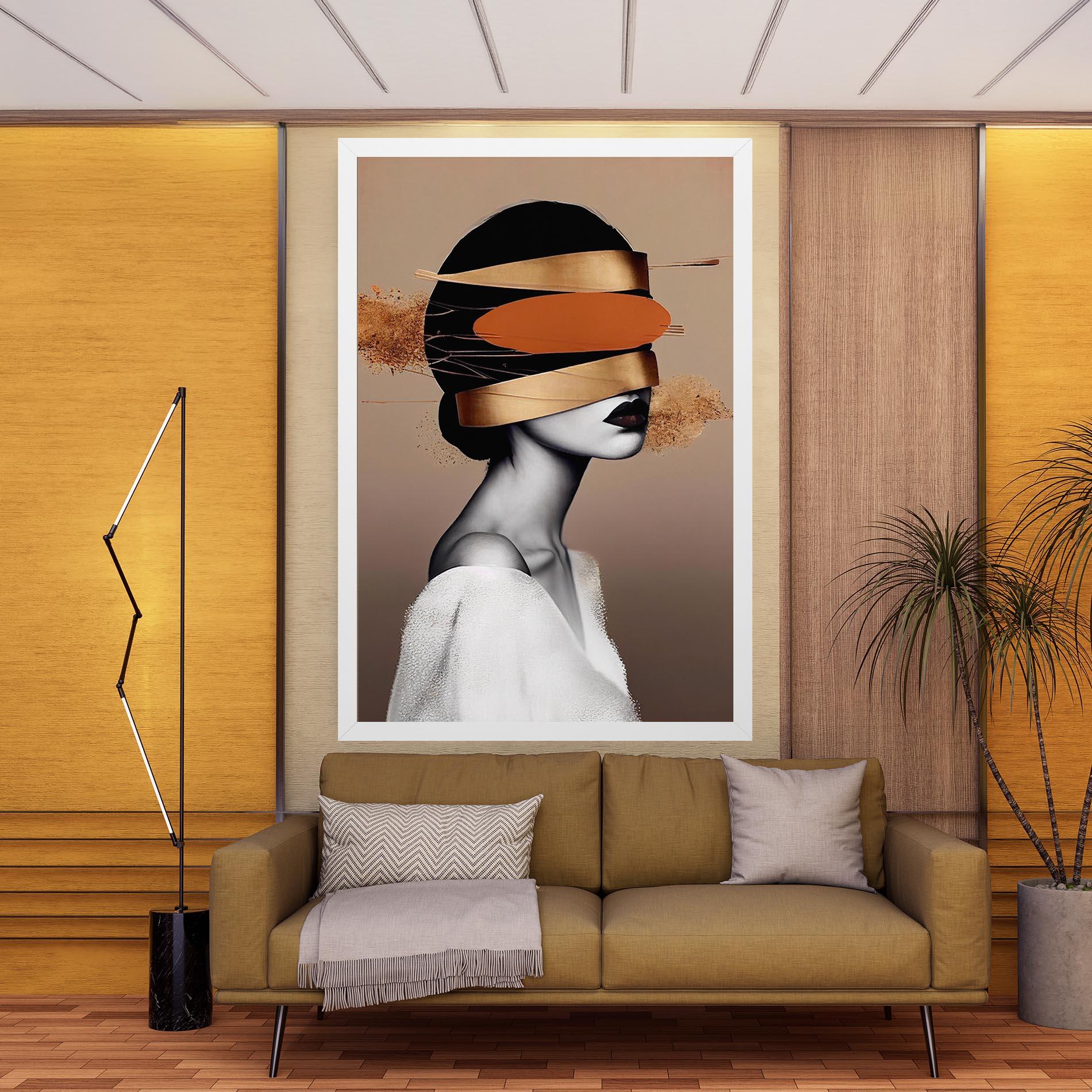 Leinwandbild Woman With Gold Lines mockup 9