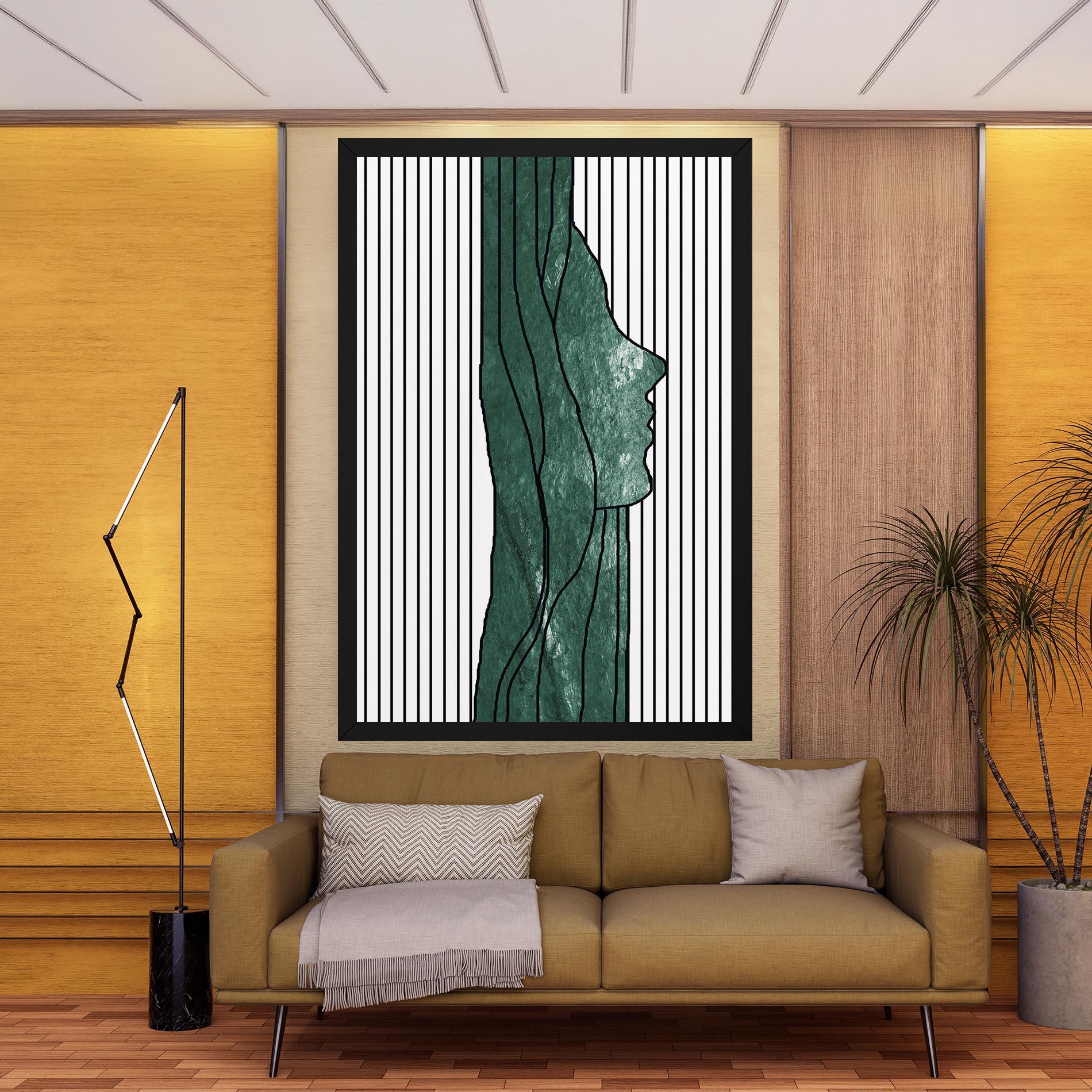 Leinwandbild Abstract Green Face mockup 9