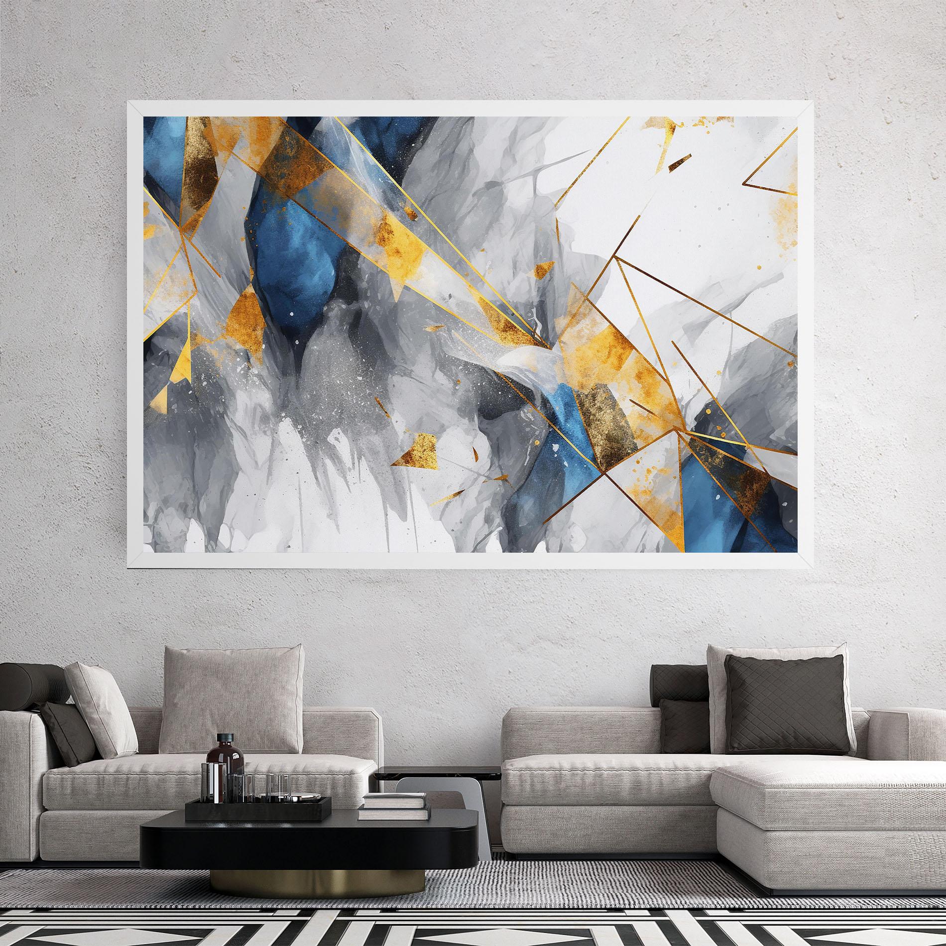 Leinwandbild Abstract Gold Blue Pattern mockup 2