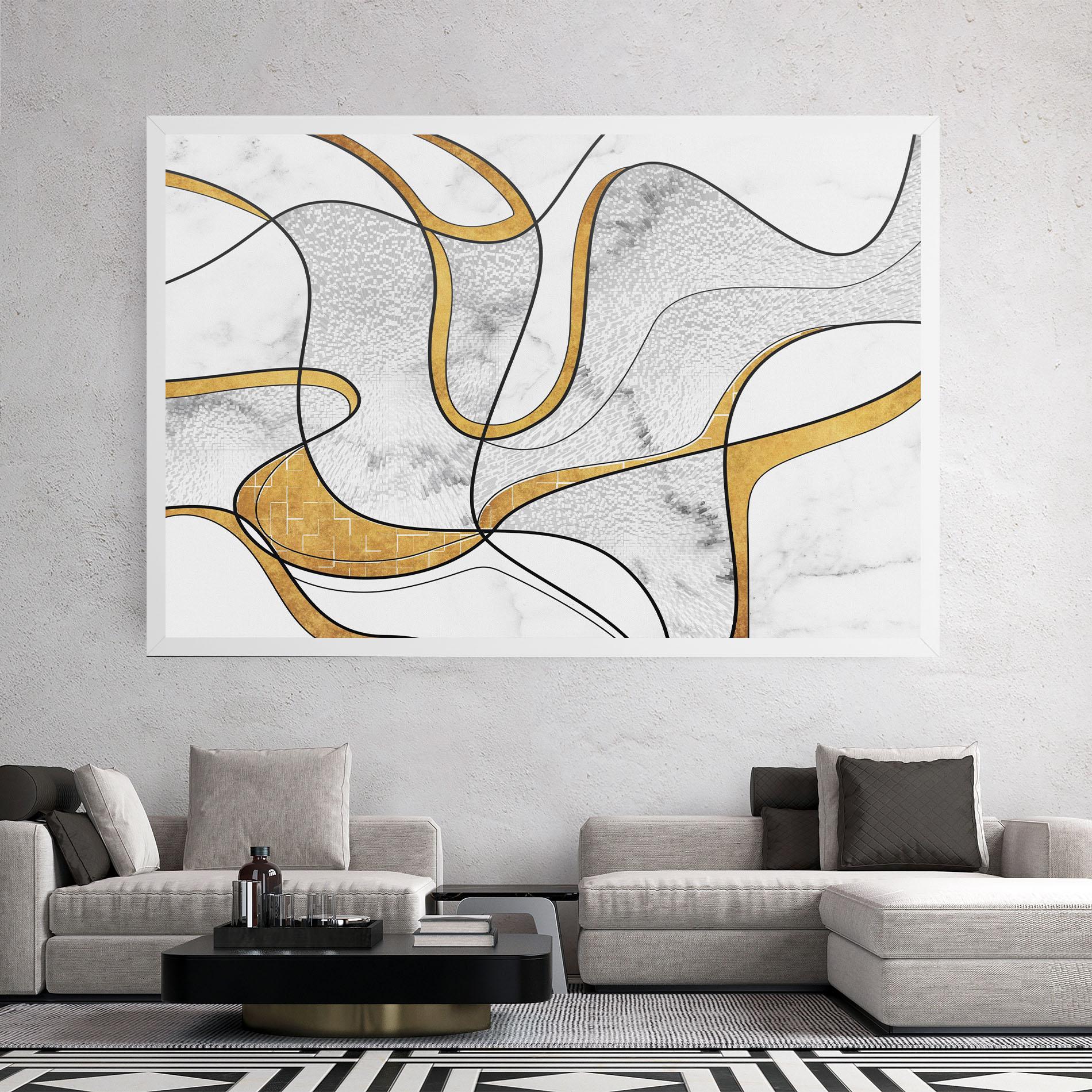 Leinwandbild Abstract Gold Lines mockup 2
