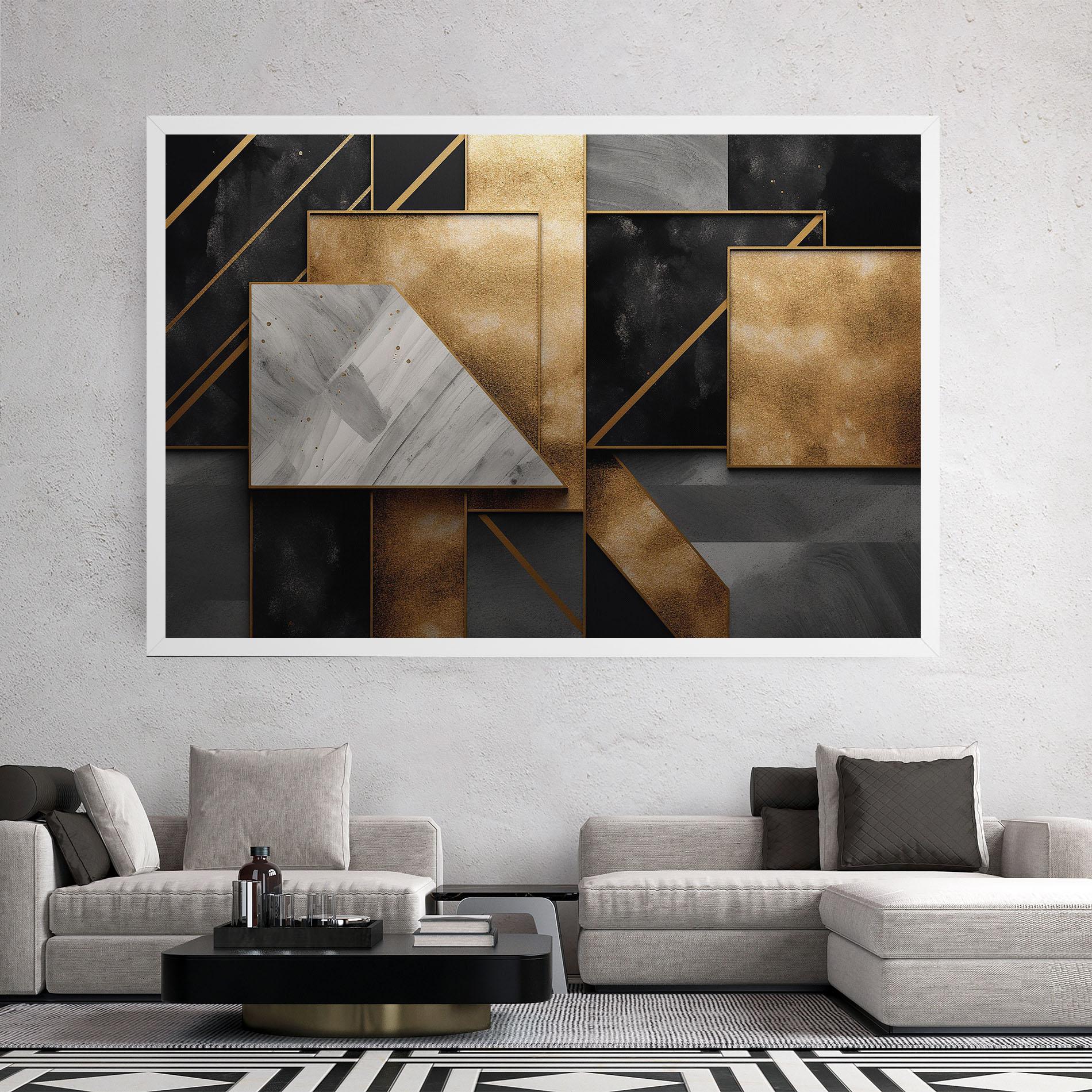 Leinwandbild Abstract Gold Square mockup 2
