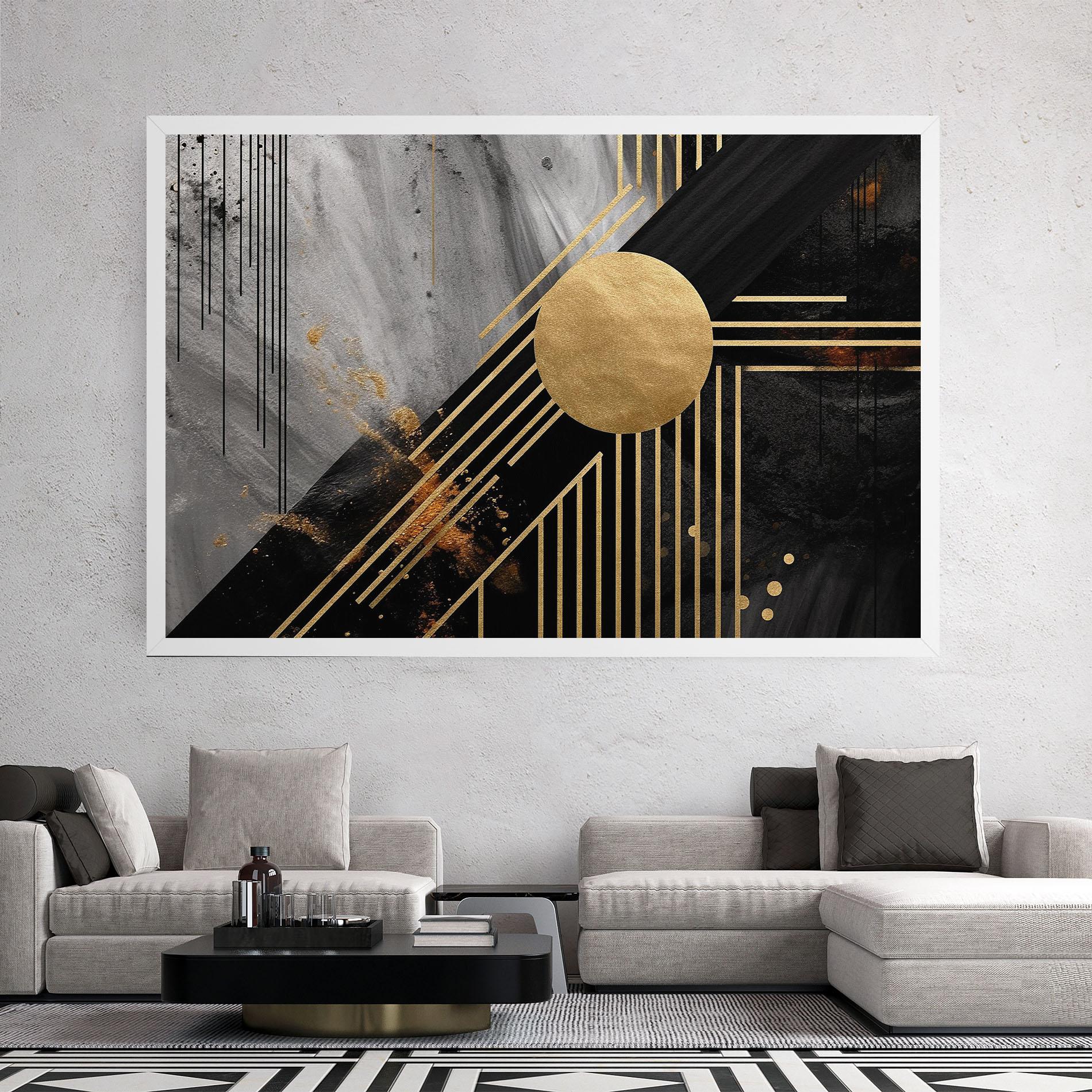 Leinwandbild Gold Circle With Lines mockup 2