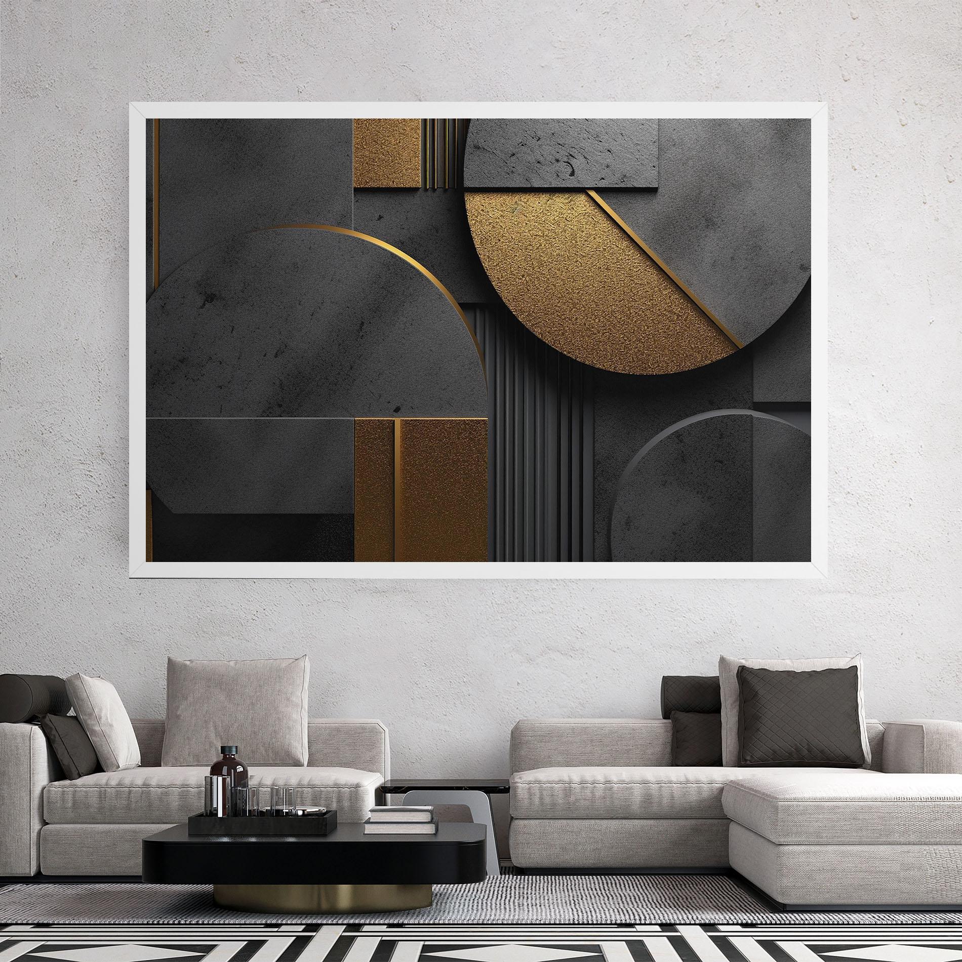 Leinwandbild Gold With Grey Circle mockup 2