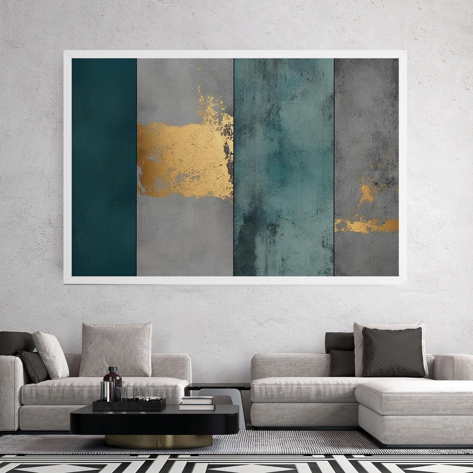 Leinwandbild Green Colors With Gold mockup 2