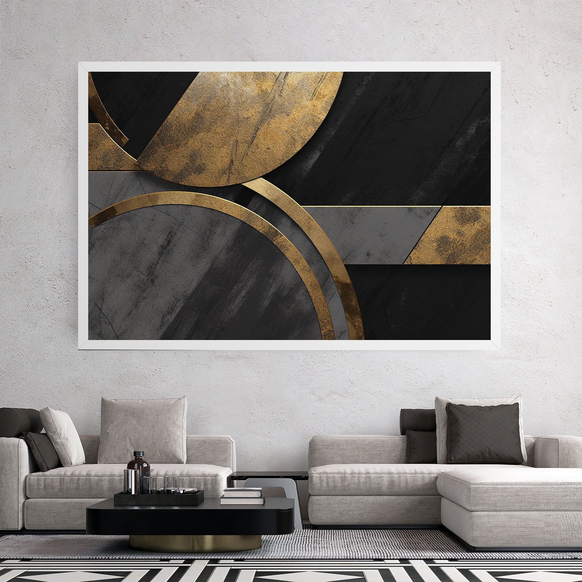 Grey With Gold Painting mockup 2