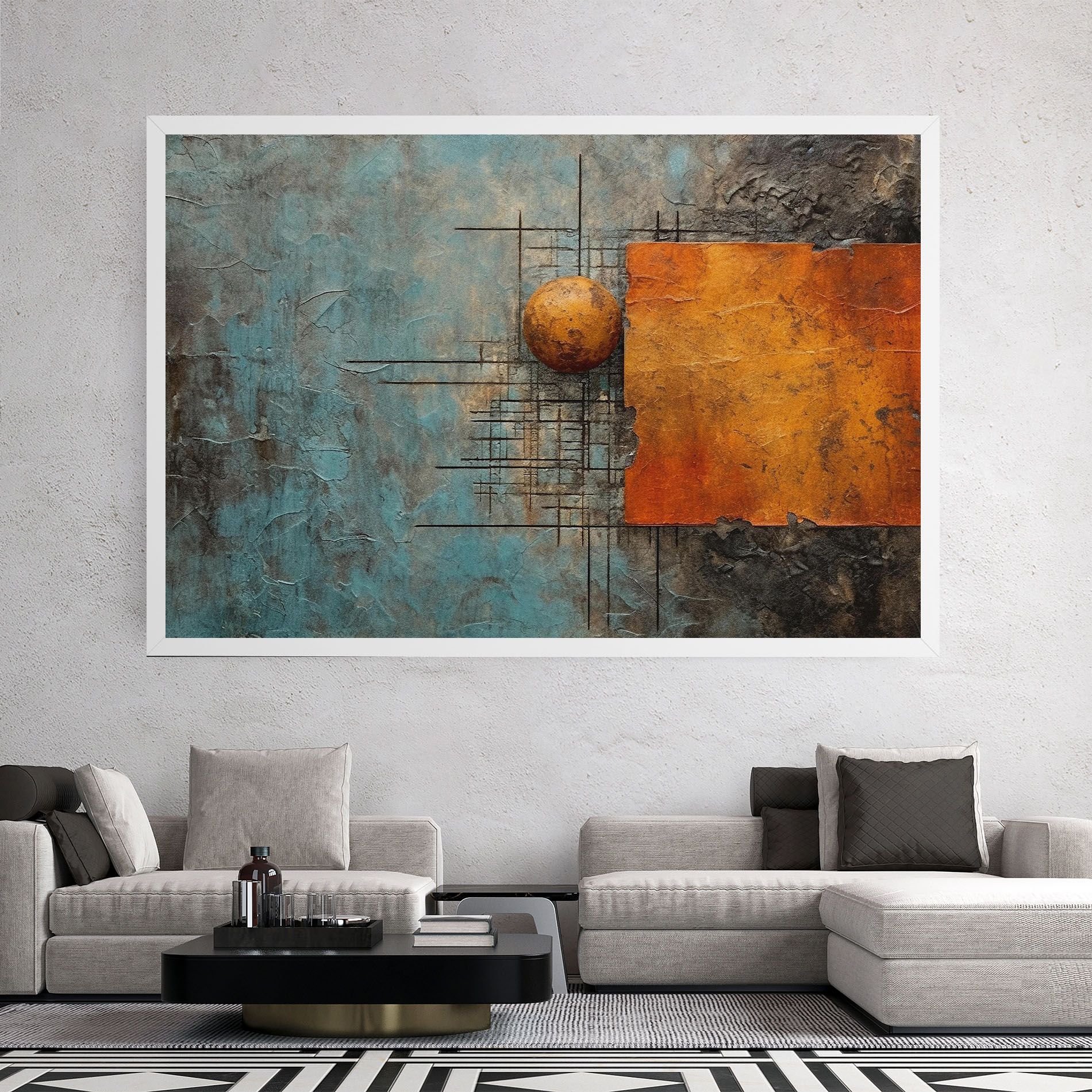 Orange Square Painting mockup 2