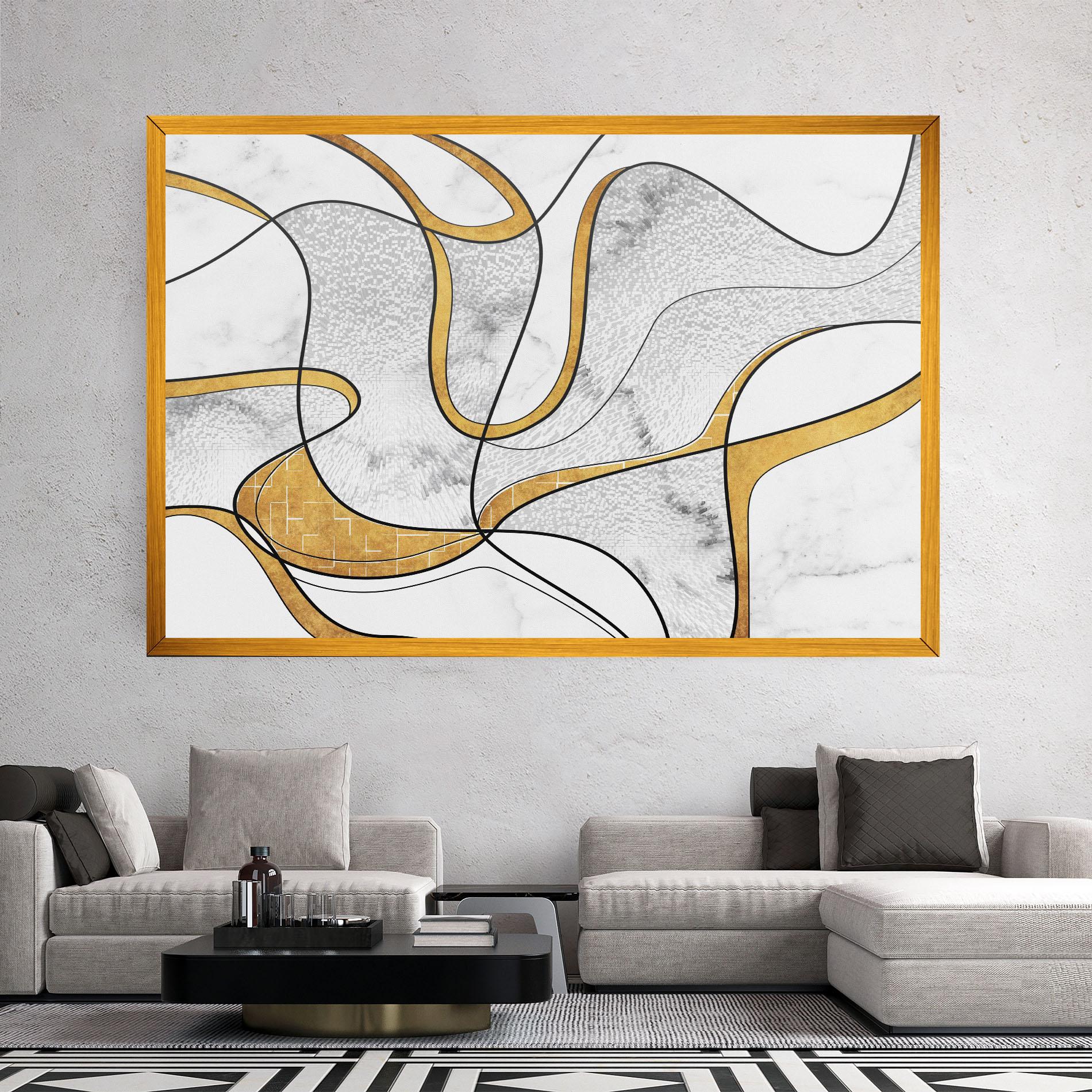 Leinwandbild Abstract Gold Lines mockup 2