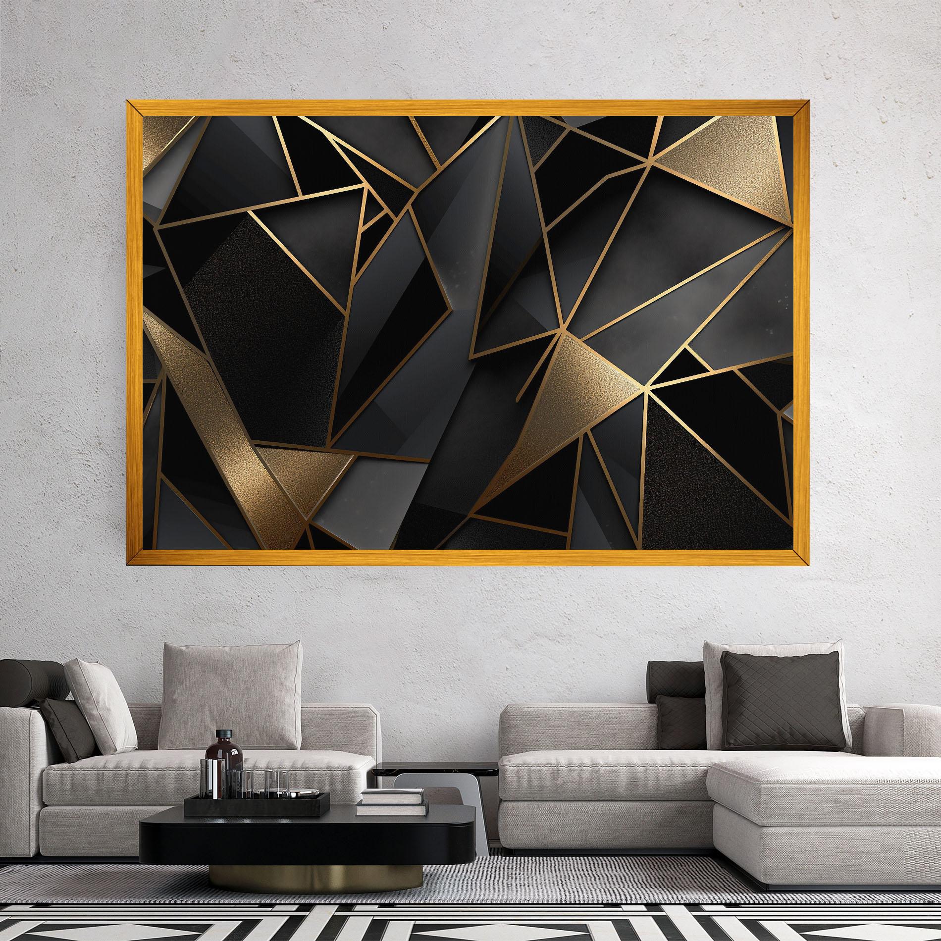 Leinwandbild Abstract Golden Art mockup 2