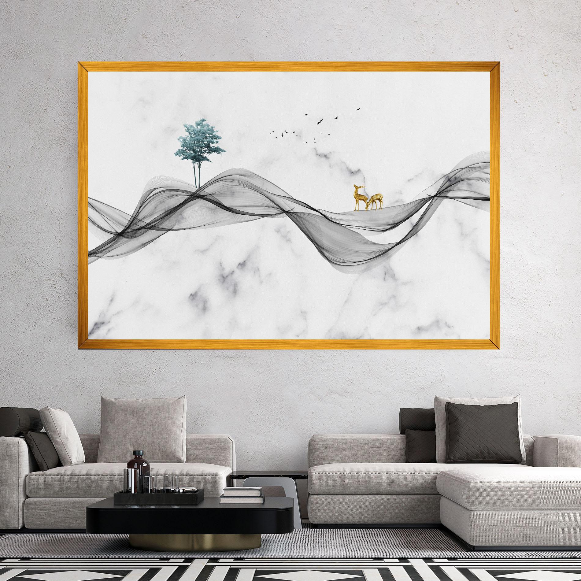 Leinwandbild Abstract Golden Landscape 1 mockup 2