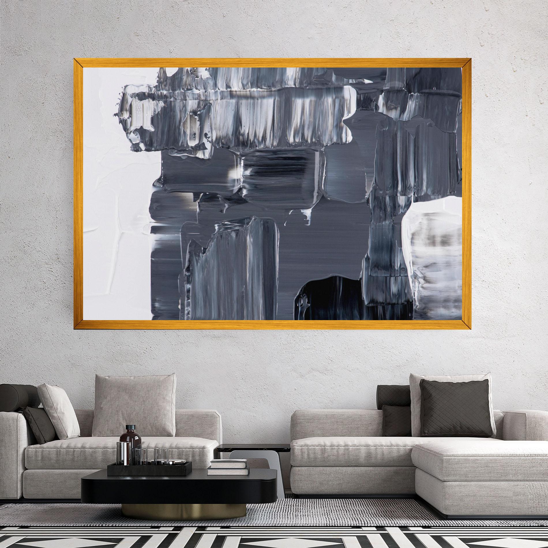 Leinwandbild Black Acrylic Painting mockup 2