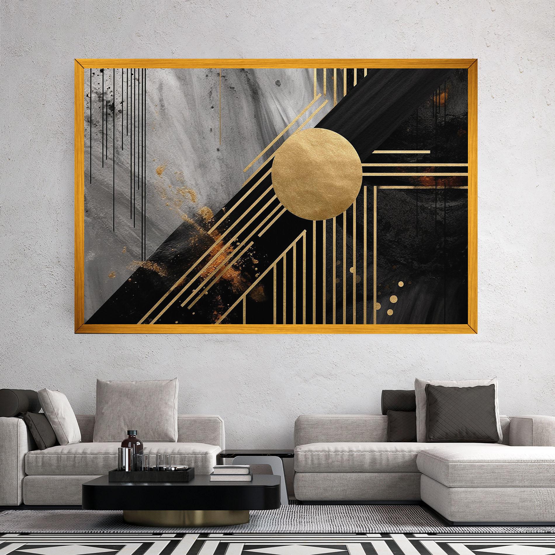 Leinwandbild Gold Circle With Lines mockup 2