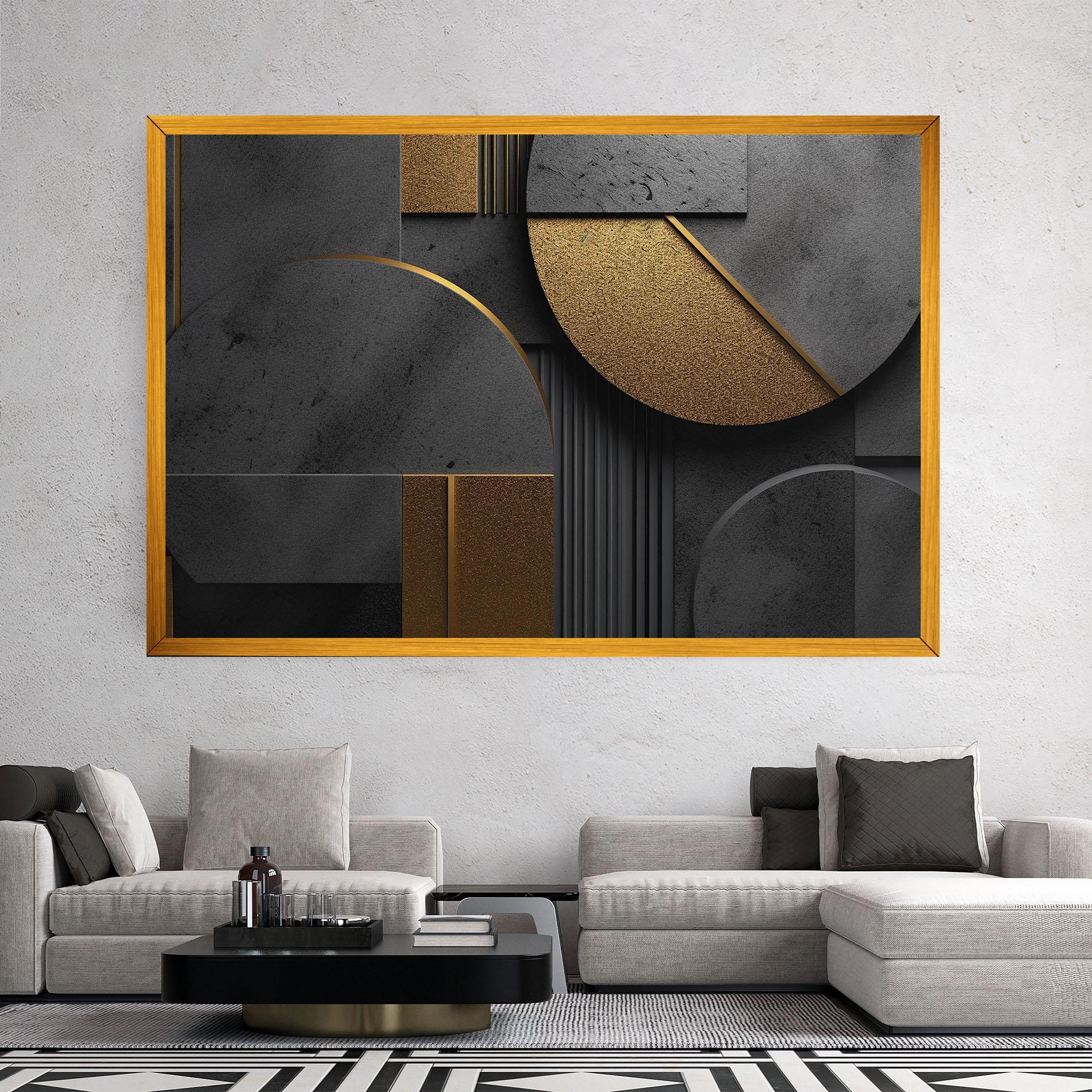 Leinwandbild Gold With Grey Circle mockup 2