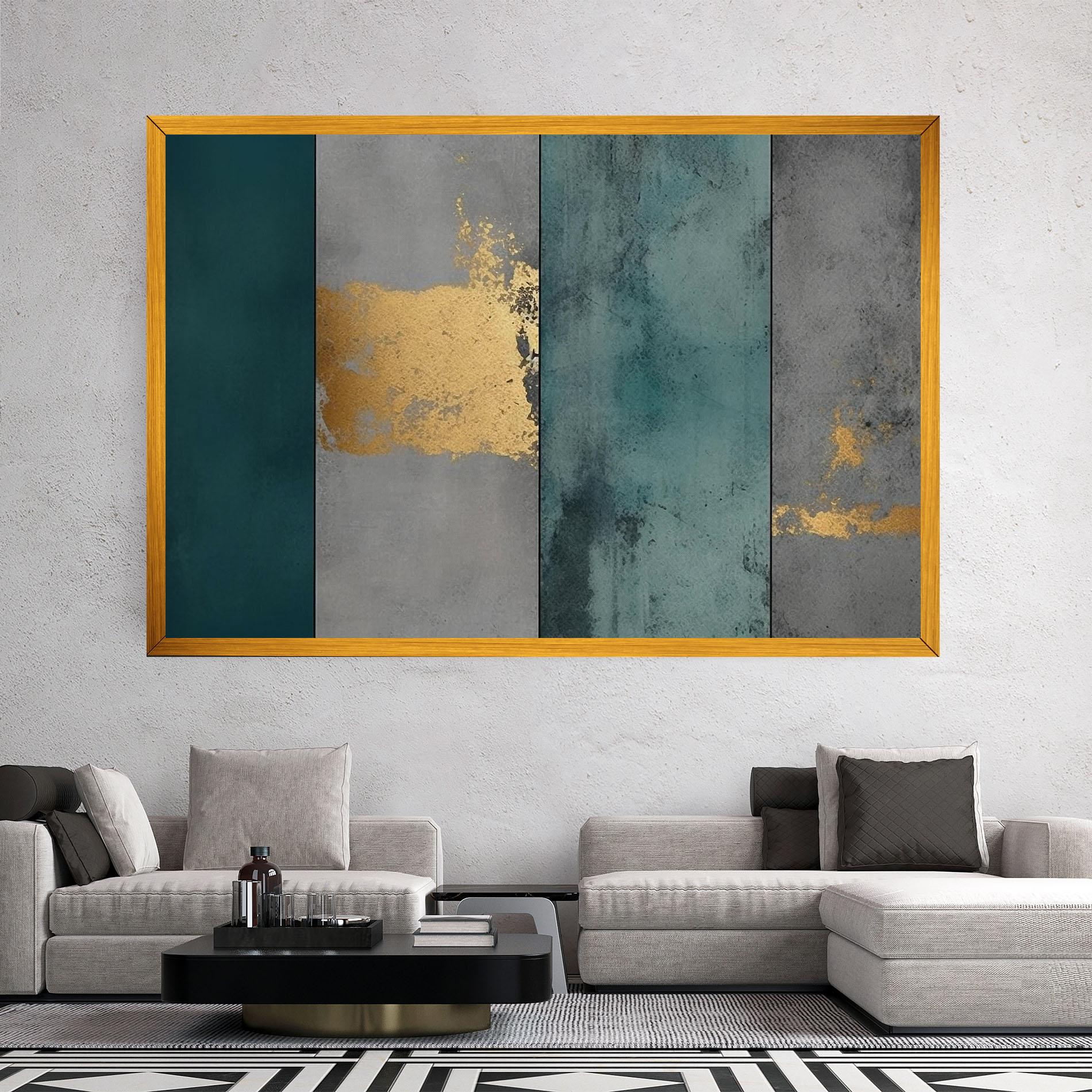 Leinwandbild Green Colors With Gold mockup 2