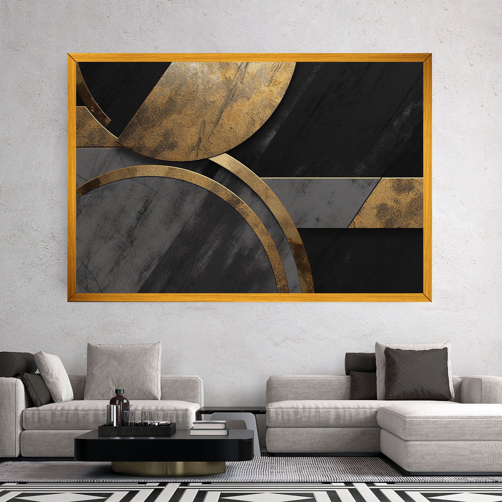 Grey With Gold Painting mockup 2