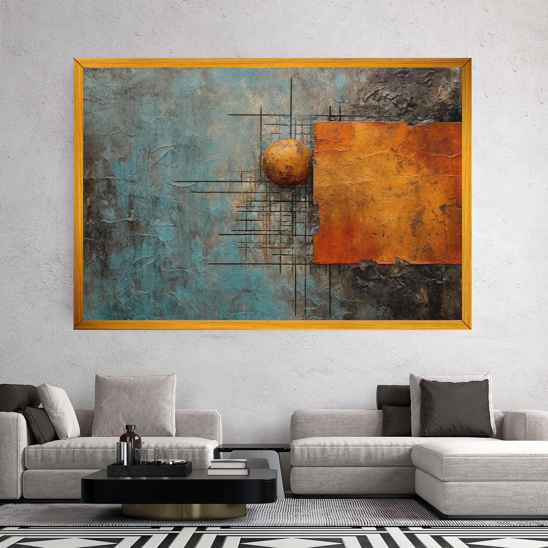 Leinwandbild Orange Square Painting mockup 2
