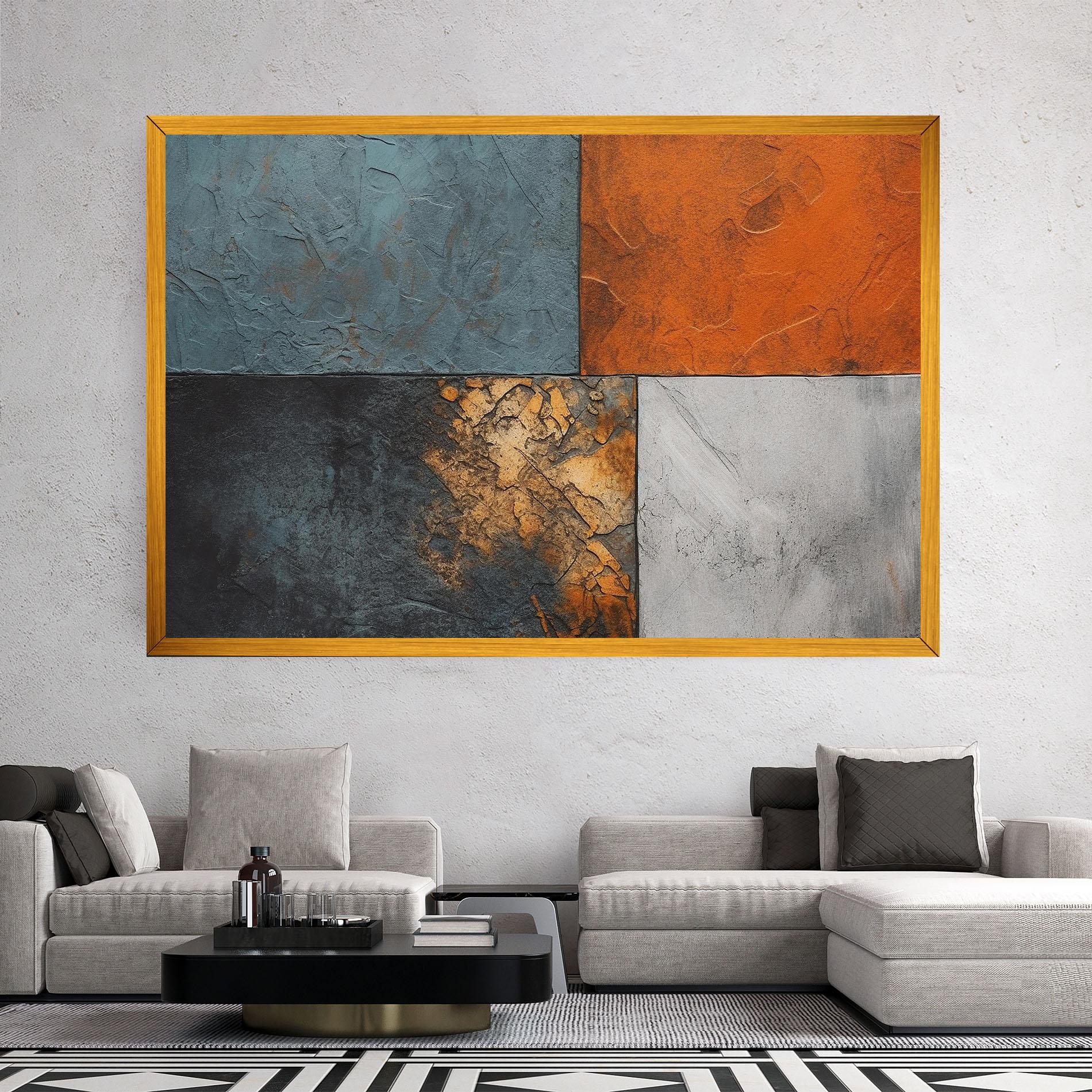 Leinwandbild White Square With Gold mockup 2