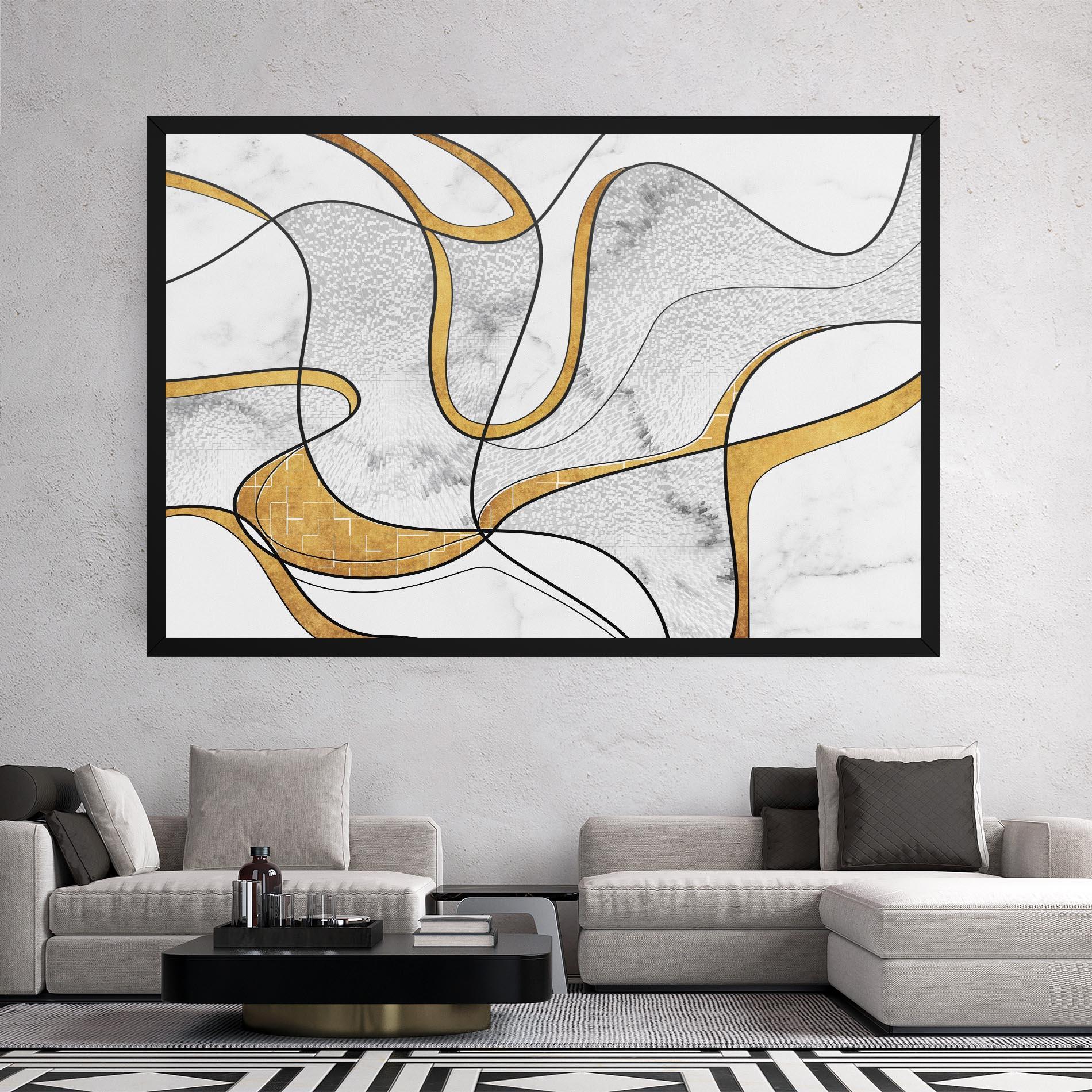 Leinwandbild Abstract Gold Lines mockup 2