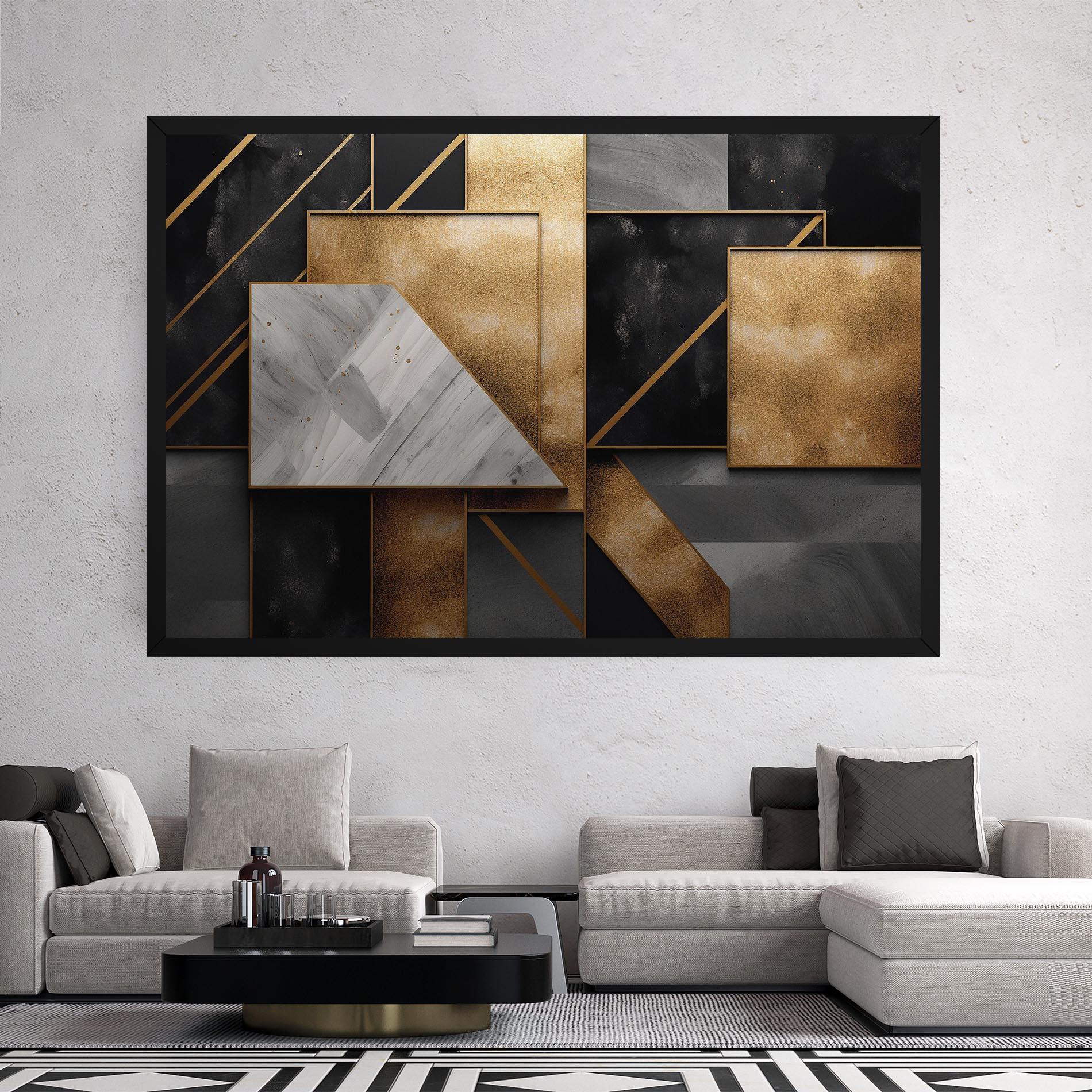 Leinwandbild Abstract Gold Square mockup 2