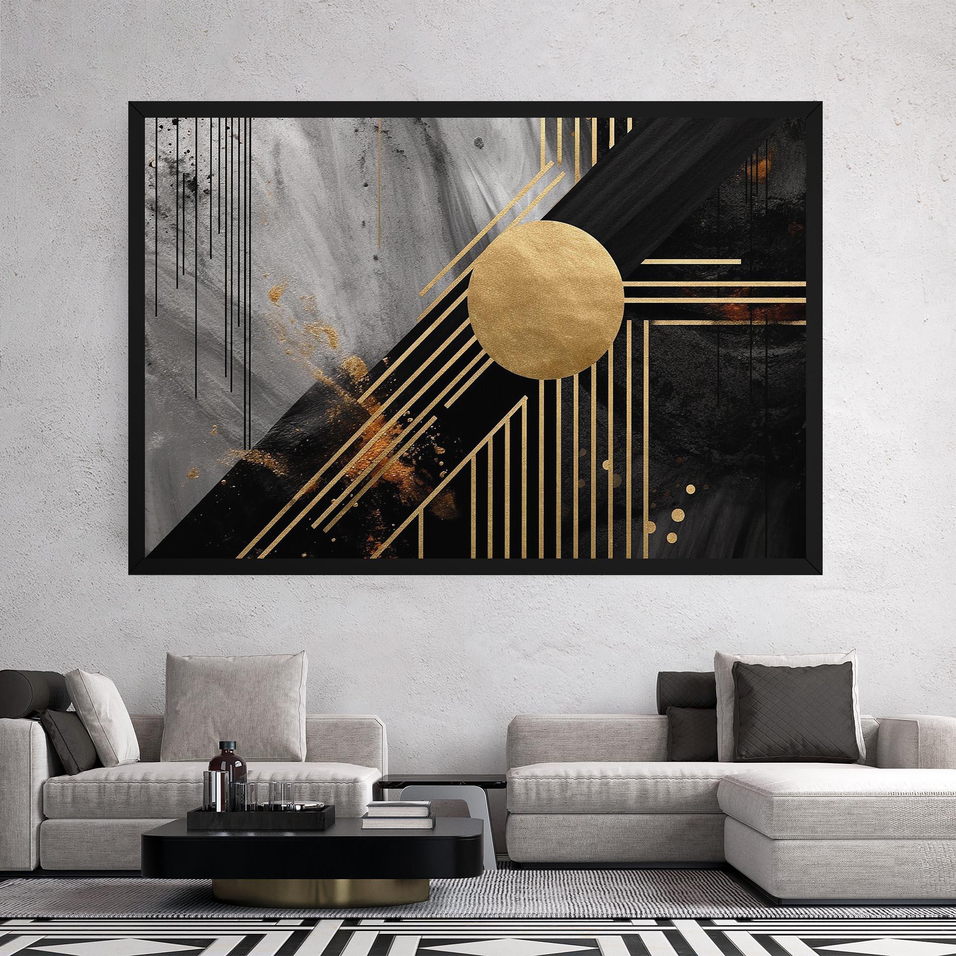 Leinwandbild Gold Circle With Lines mockup 2