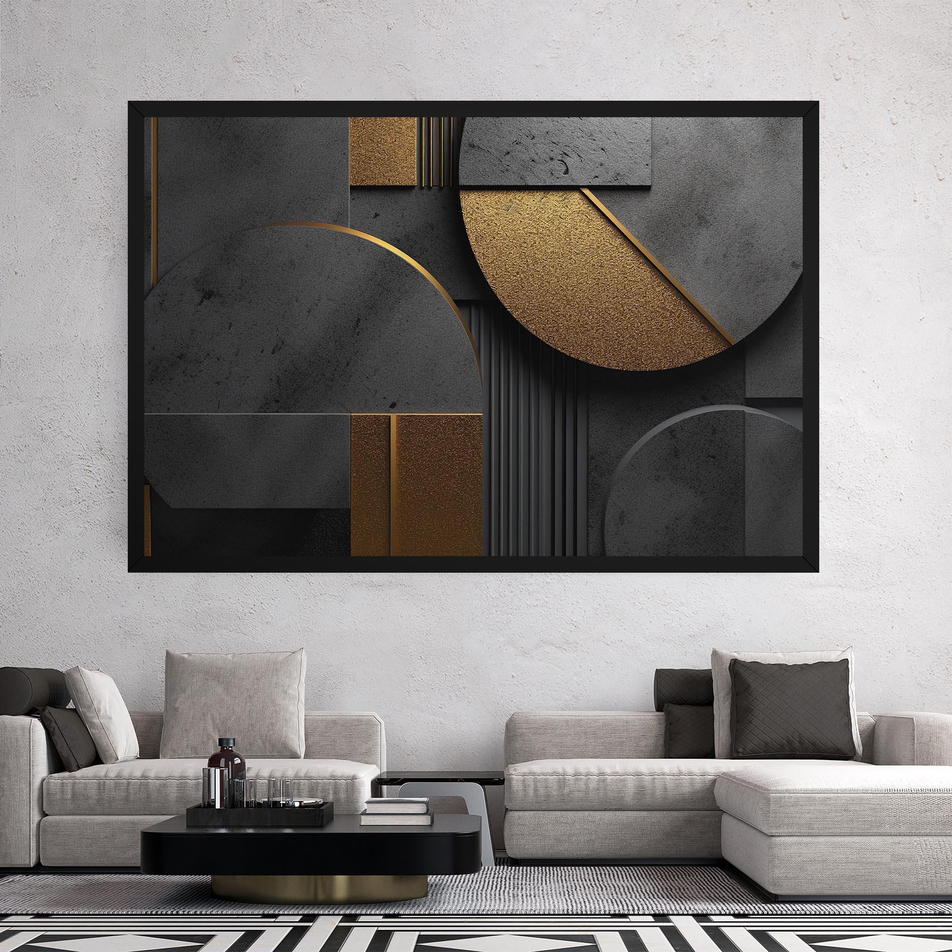 Leinwandbild Gold With Grey Circle mockup 2