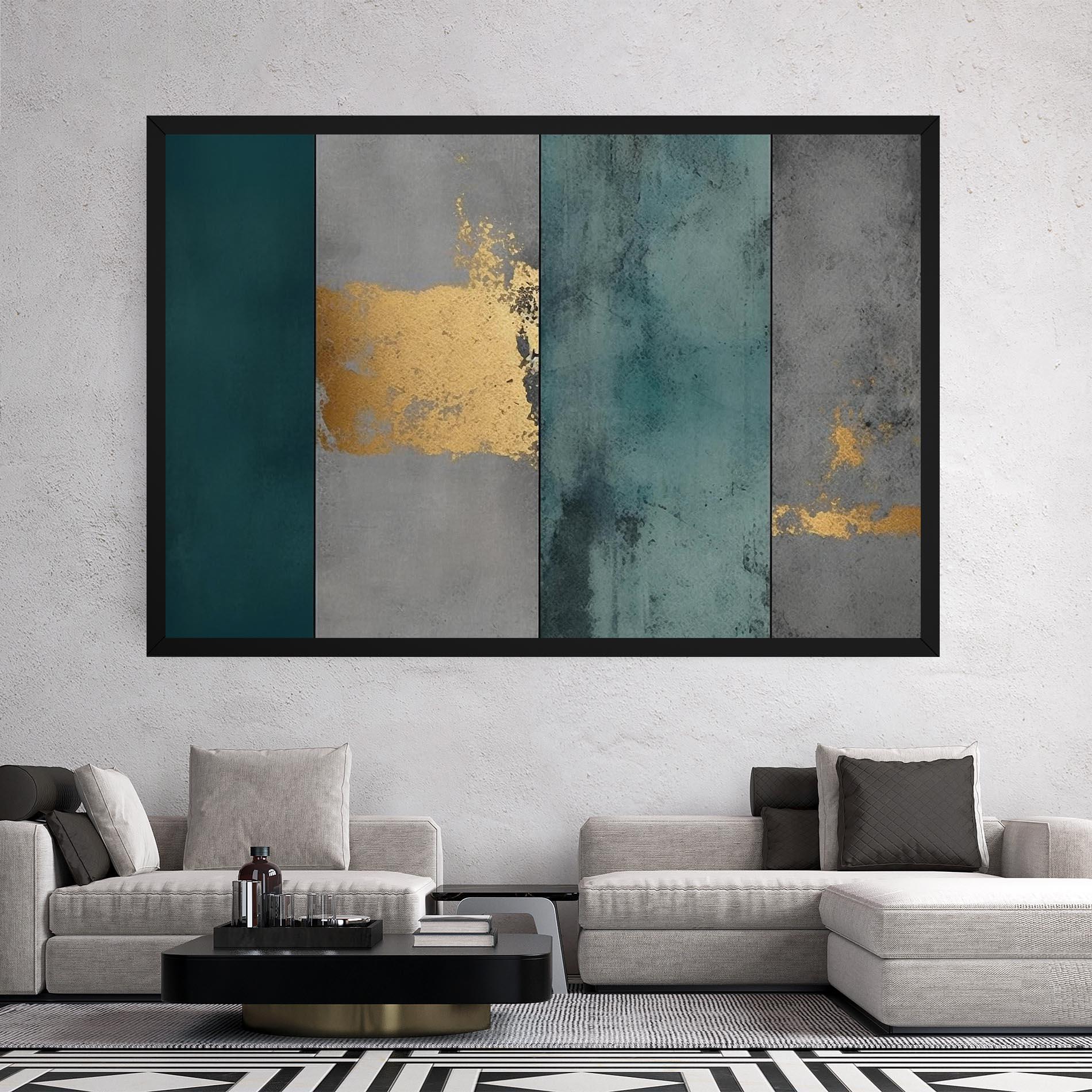 Leinwandbild Green Colors With Gold mockup 2