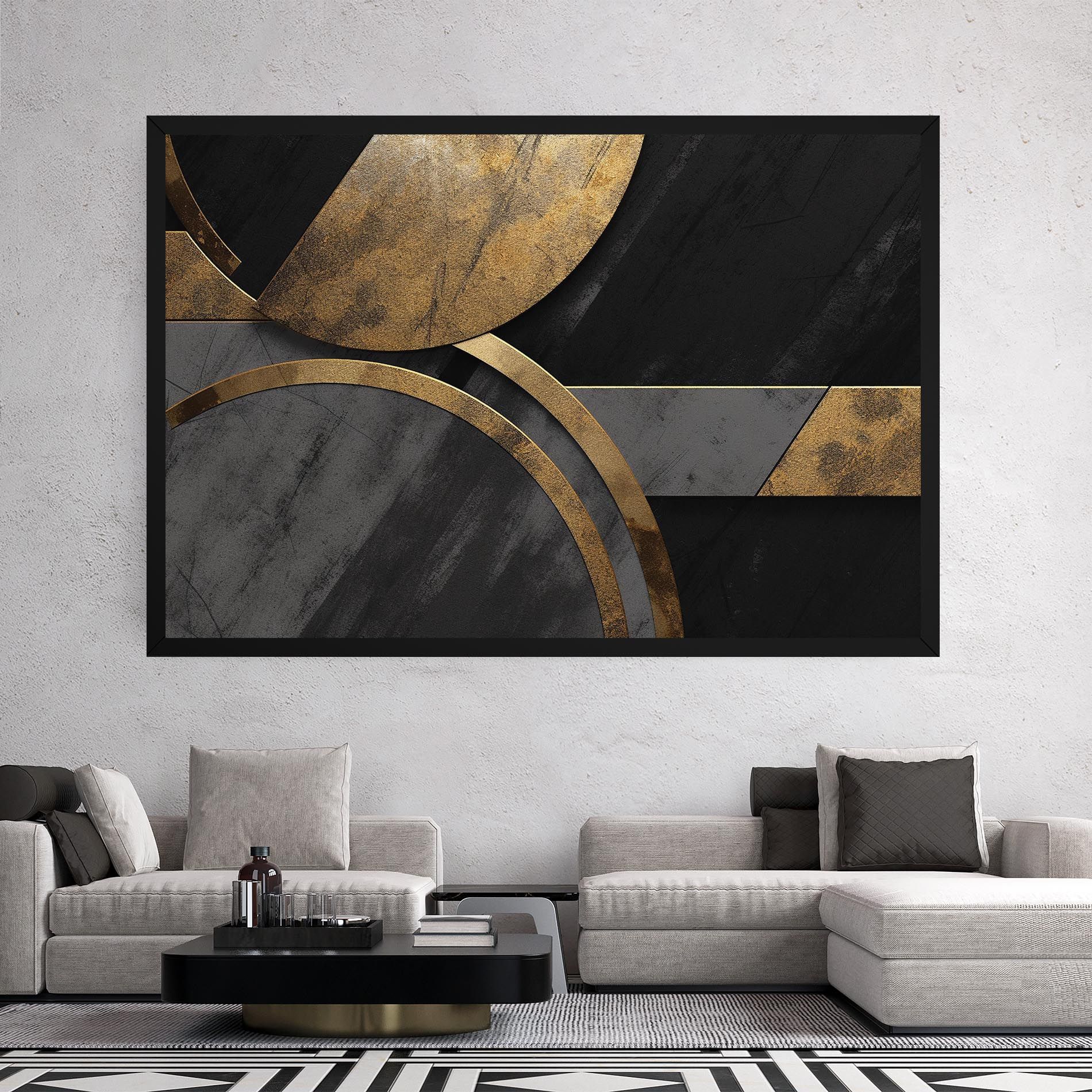 Grey With Gold Painting mockup 2