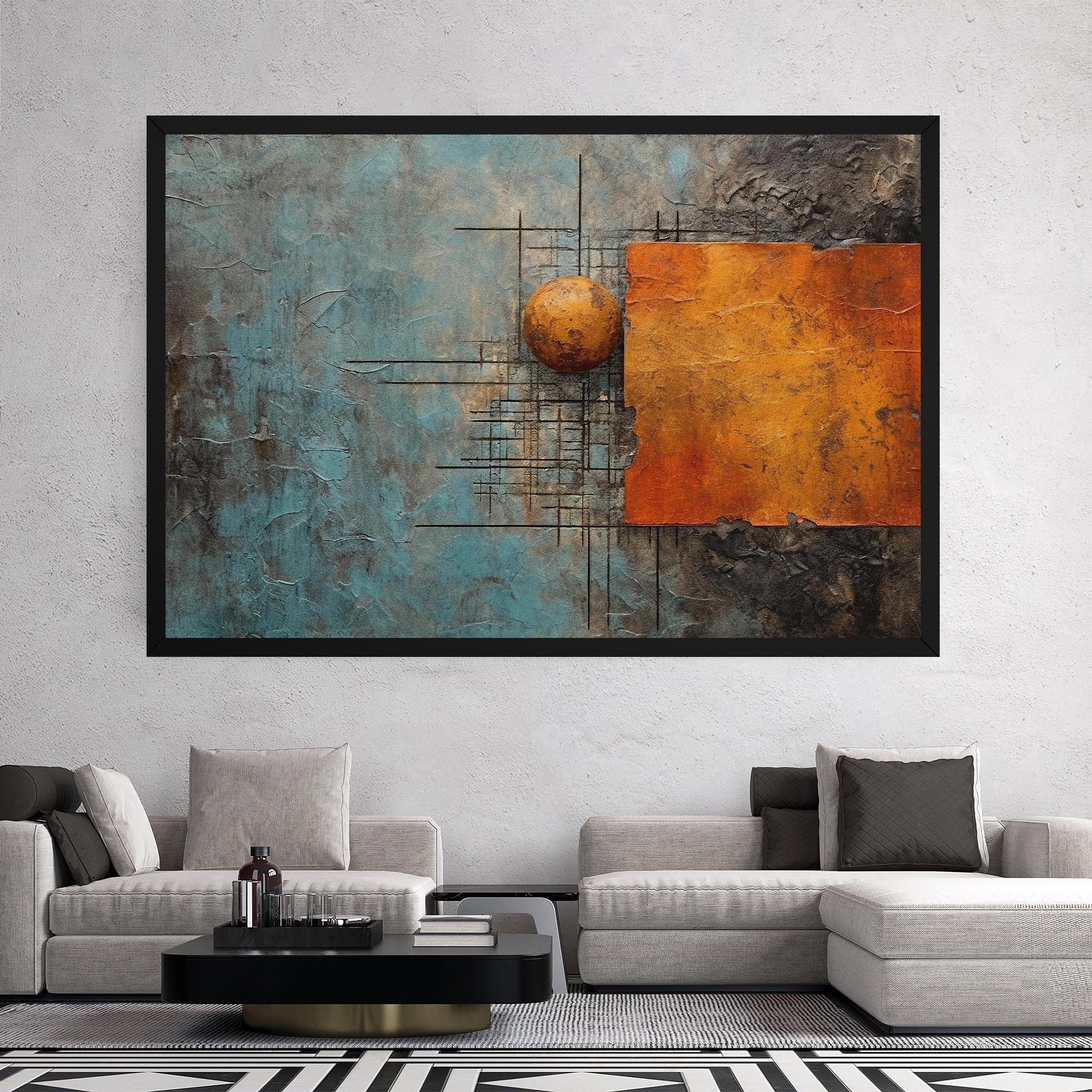 Leinwandbild Orange Square Painting mockup 2