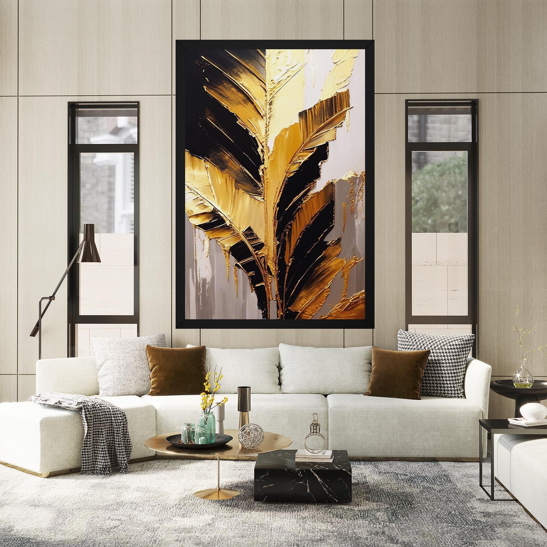 Balck With Gold Leafs mockup 2