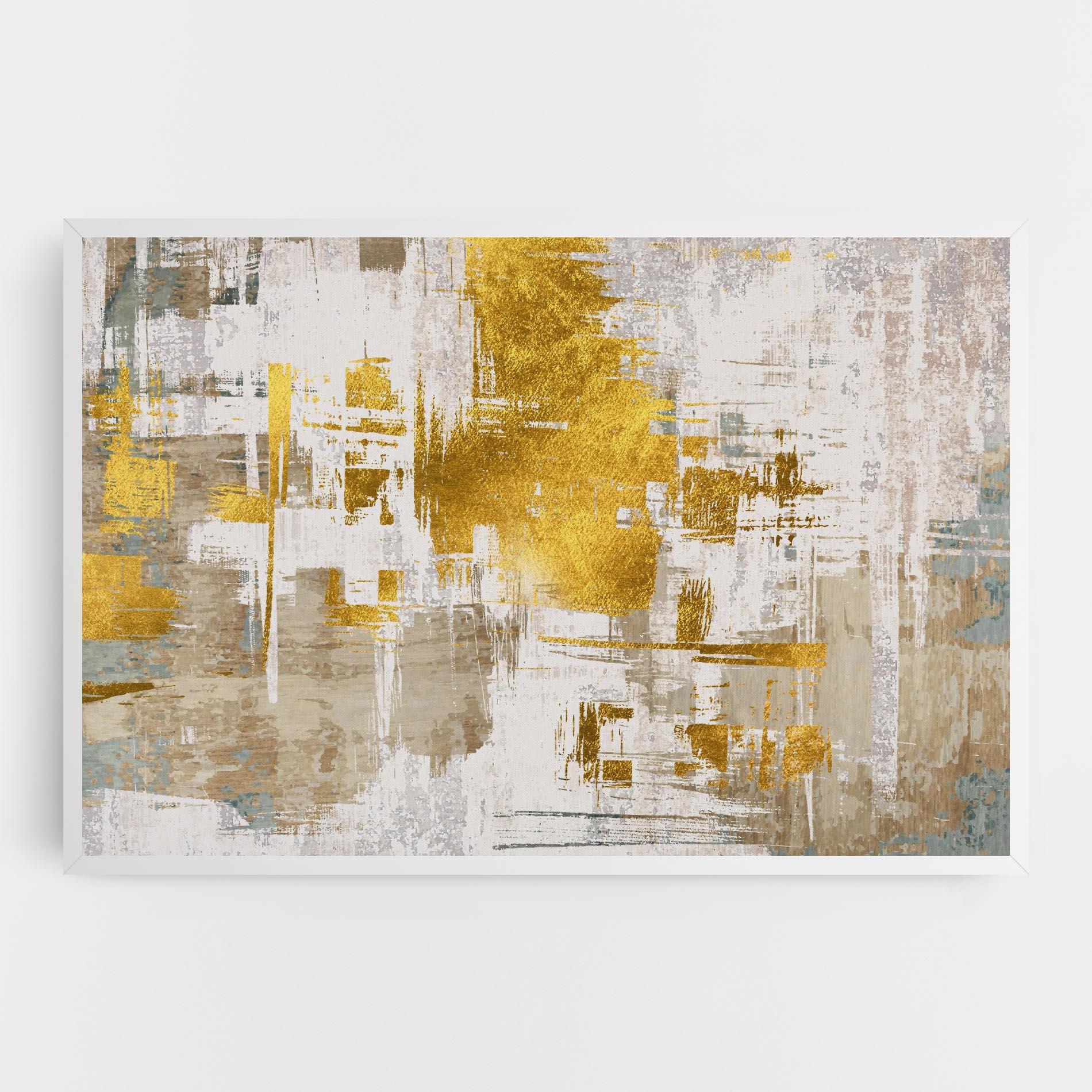 Leinwandbild Gold And White Brush mockup 0