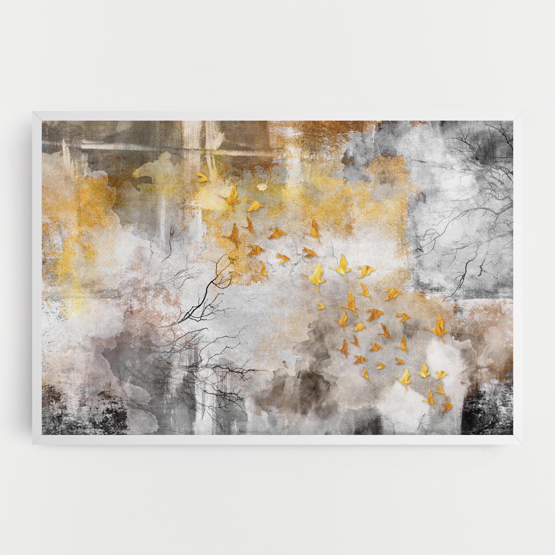 Leinwandbild Gold Birds Flying mockup 0