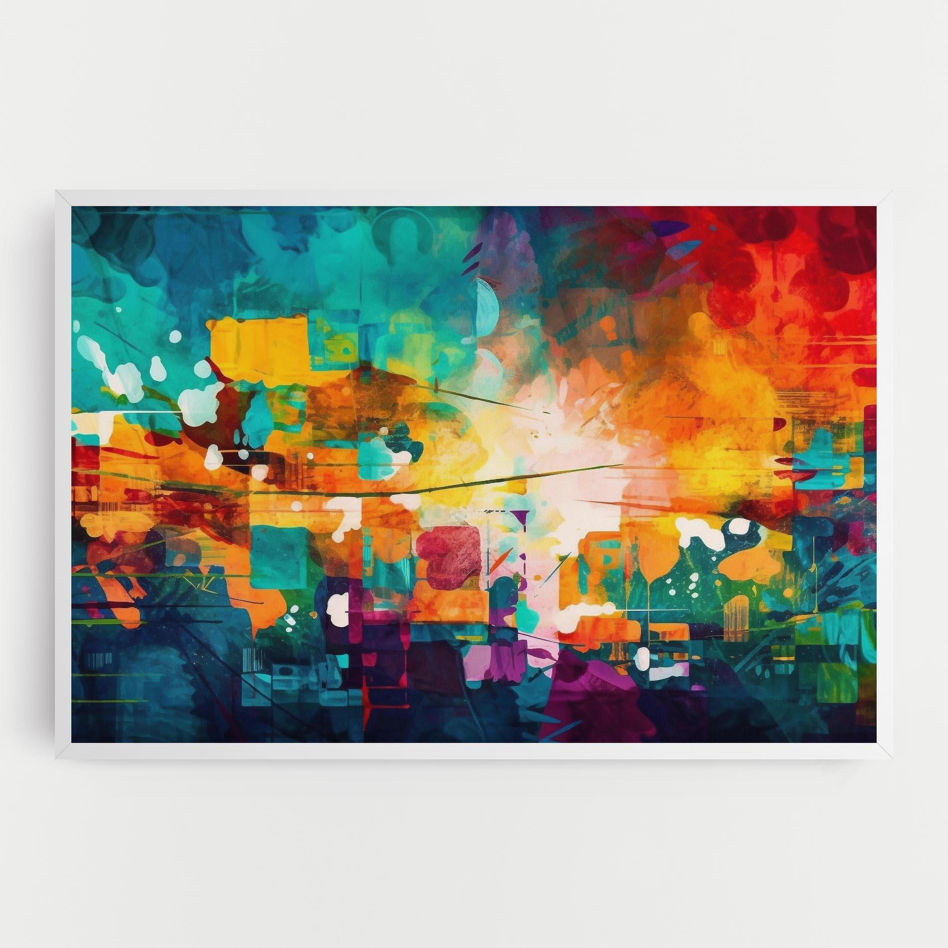 Leinwandbild Vibrant Colors On Blue Background mockup 0