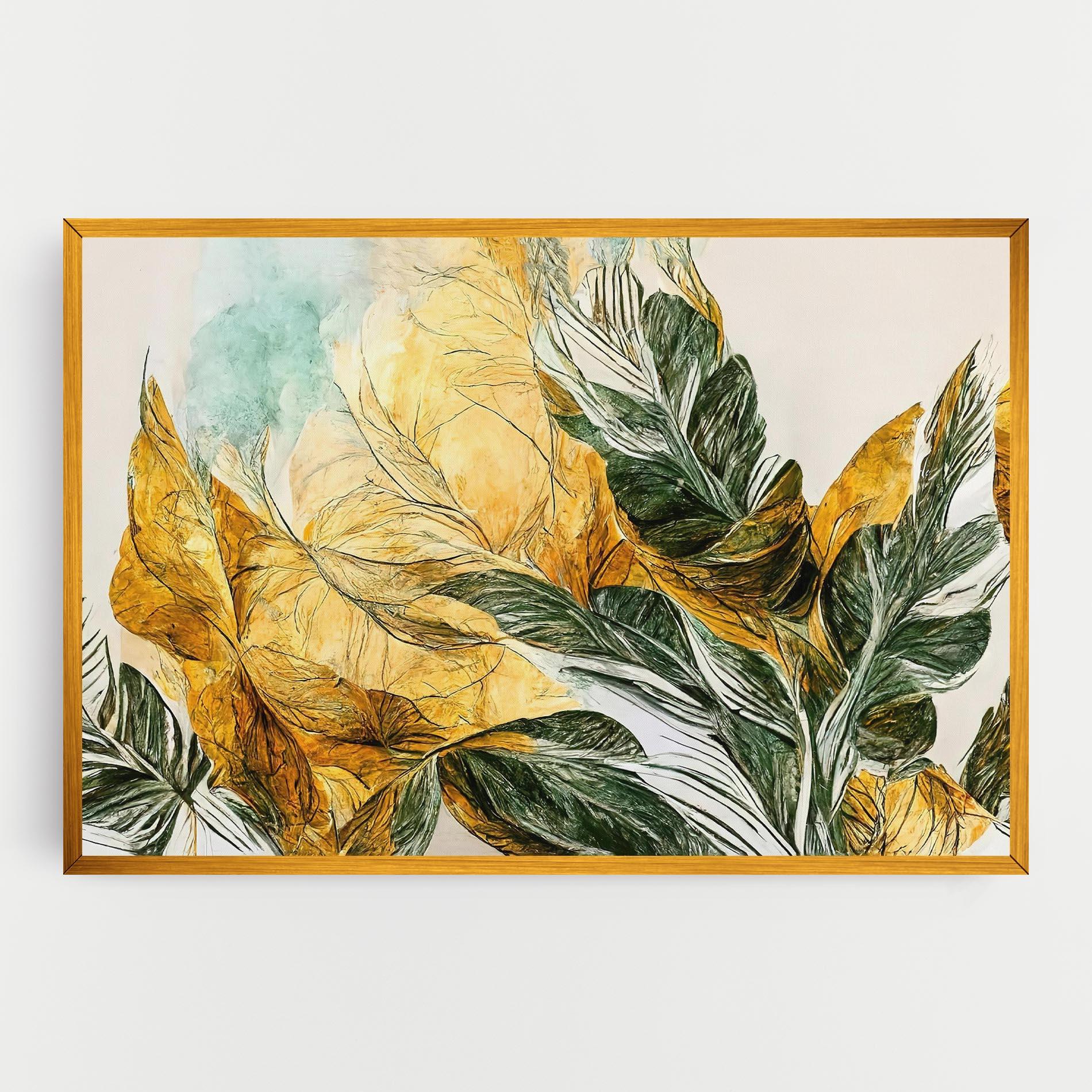 Leinwandbild Gold And Green Leafes mockup 0