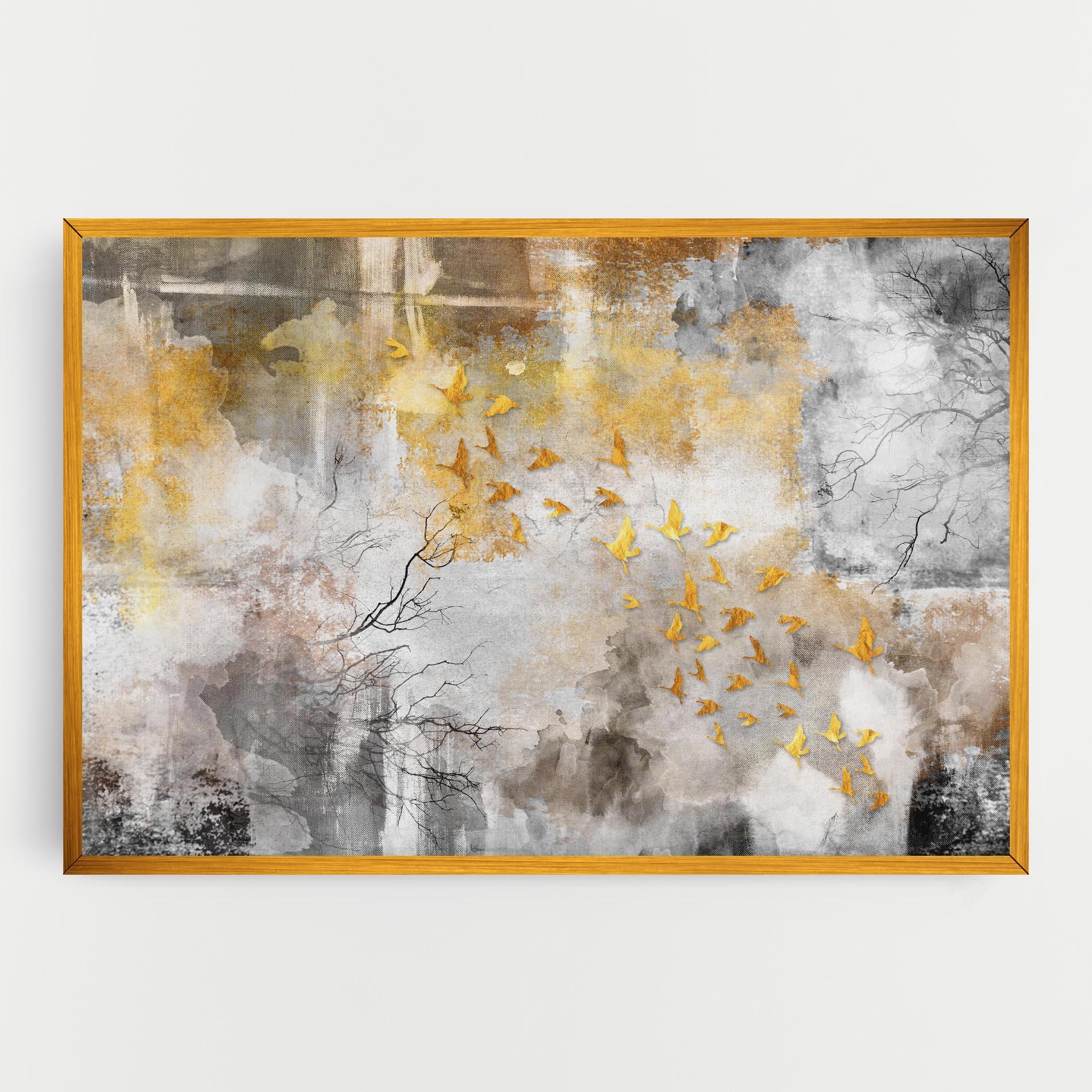 Leinwandbild Gold Birds Flying mockup 0